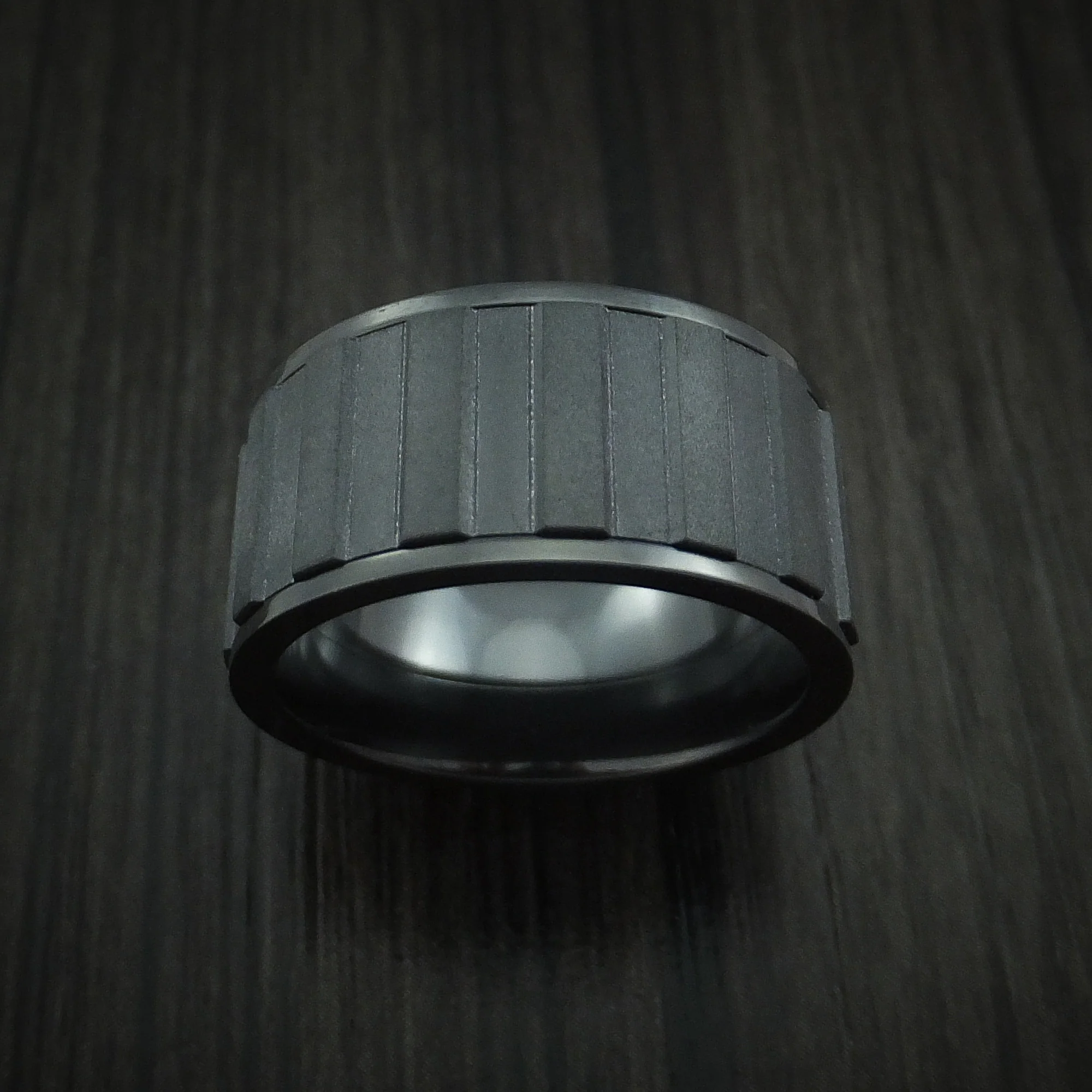 Black Zirconium Gear Shape Spinner Wide Men's Ring Custom Made Band - Image 2
