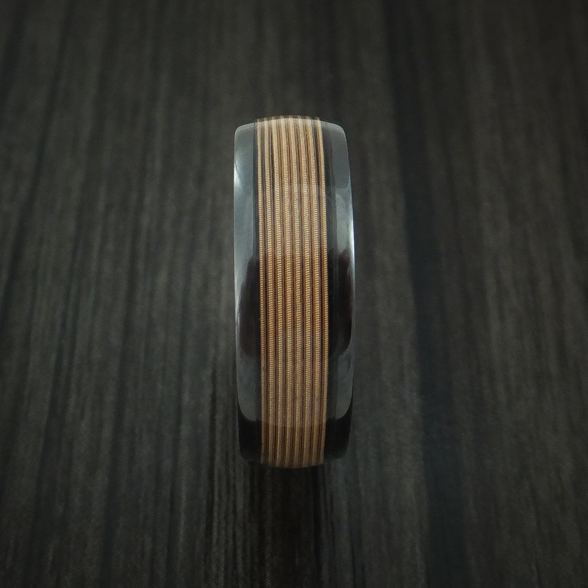 Black Zirconium Guitar String Men's Ring Custom Made Band - Image 3