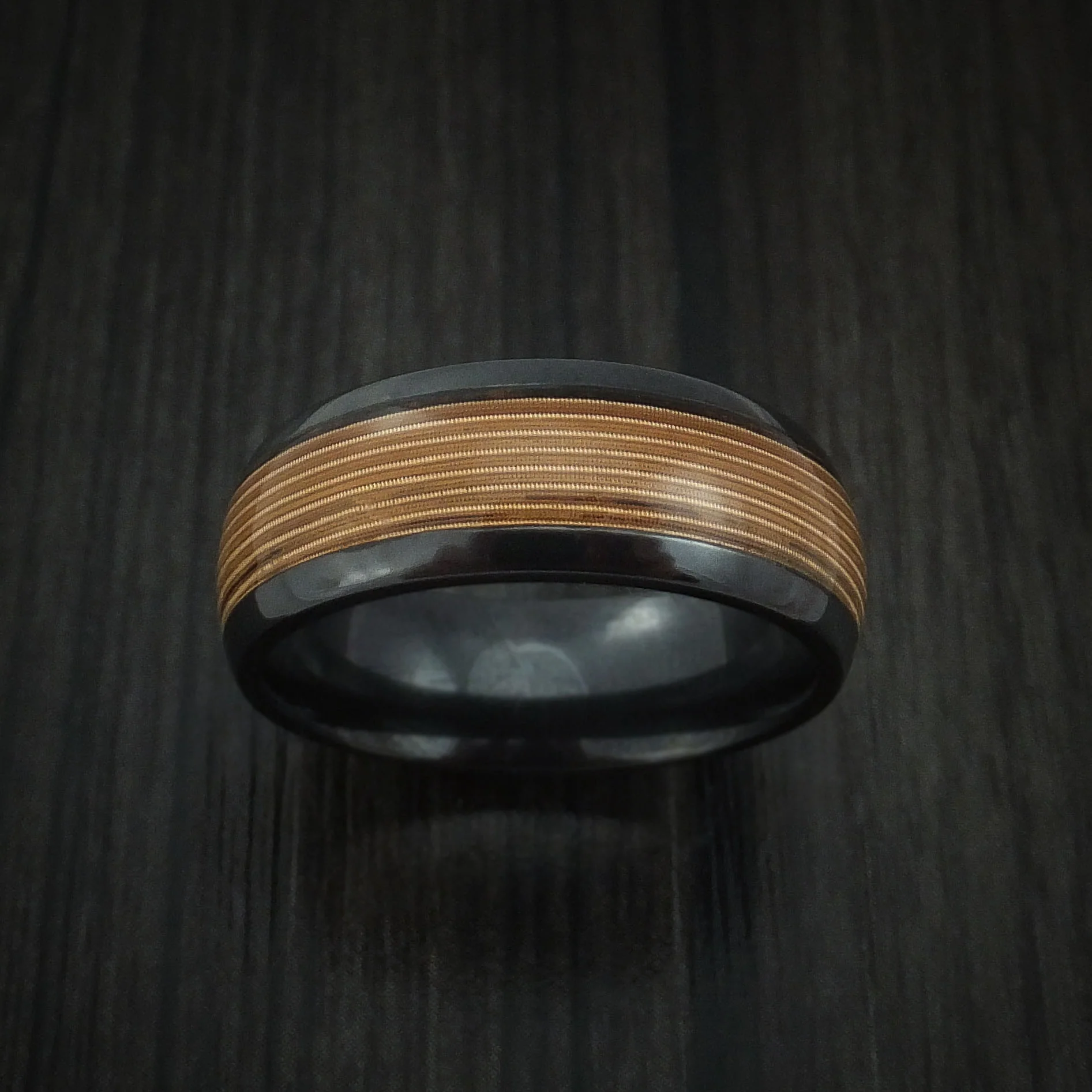 Black Zirconium Guitar String Men's Ring Custom Made Band - Image 2