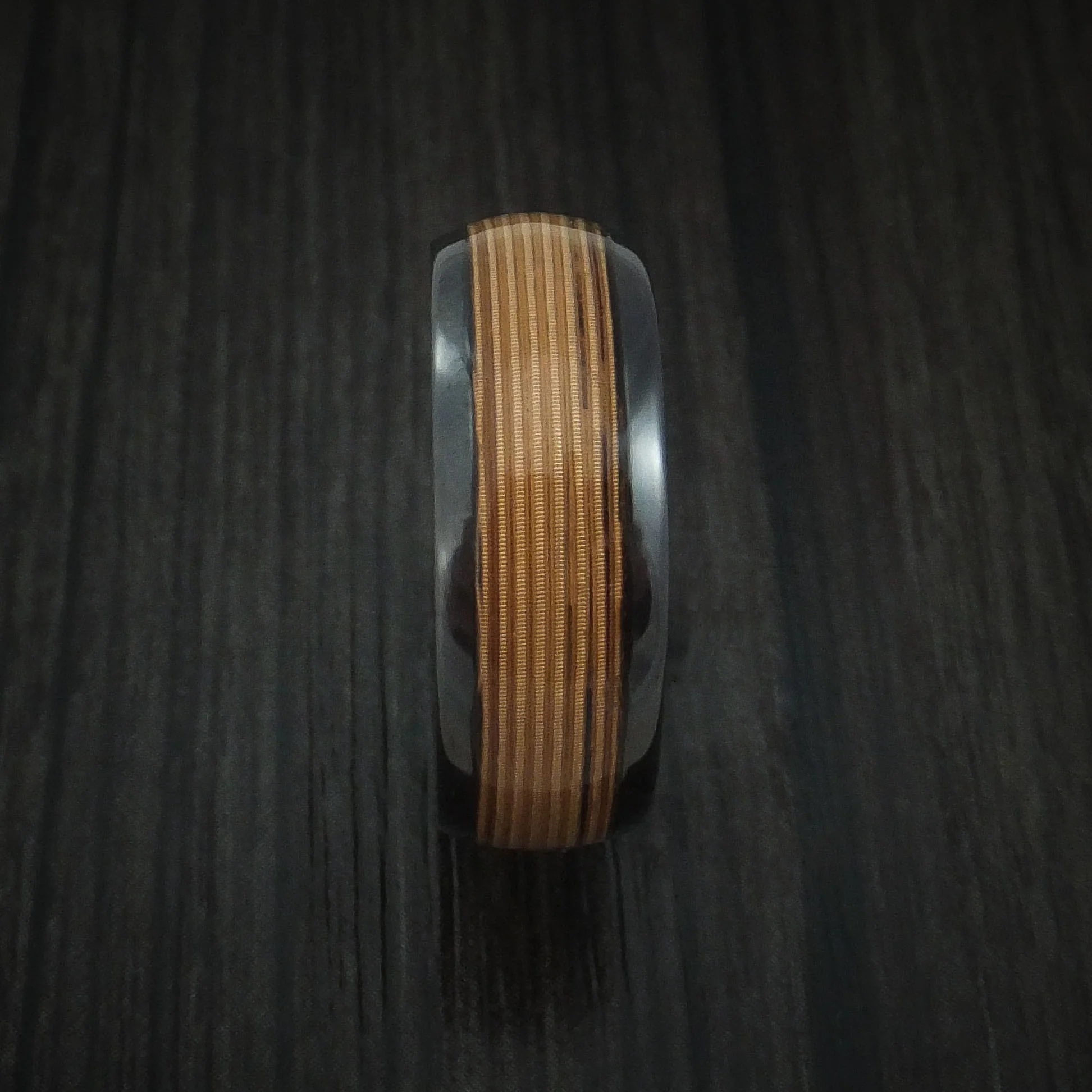 Black Zirconium Guitar String Men's Ring Custom Made Band - Image 3