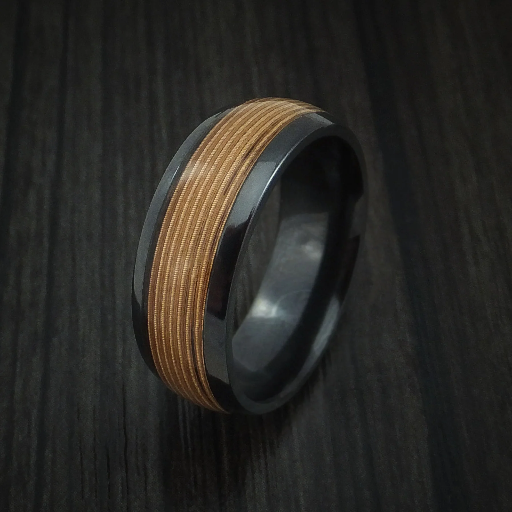 Black Zirconium Guitar String Men's Ring Custom Made Band - Image 4