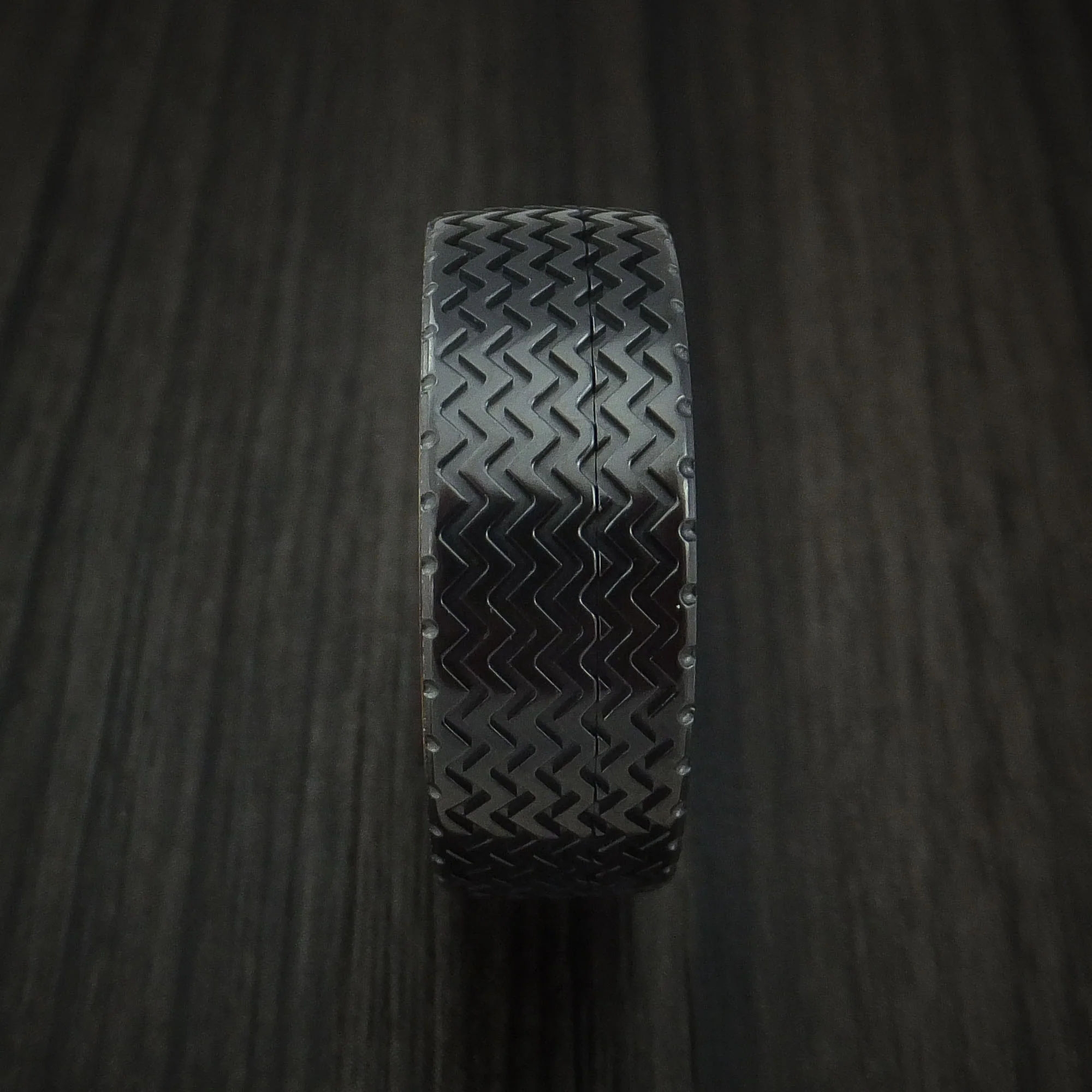 Black Zirconium Hot Rod White Wall Tire Tread Spinner Men's Ring Custom Made Anodized Band - Image 3