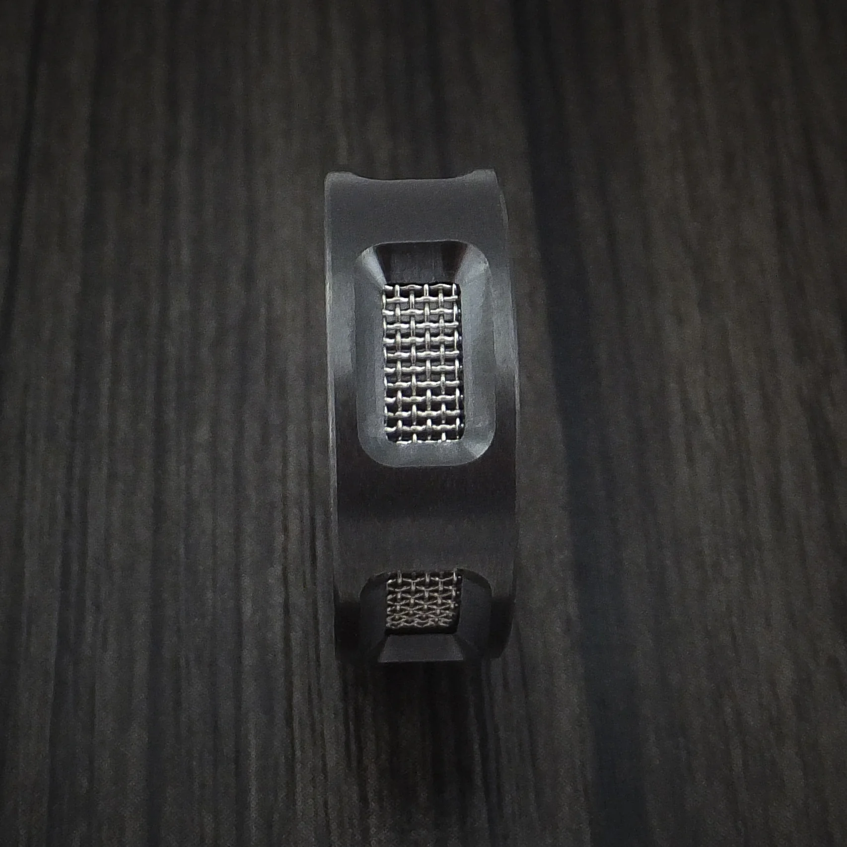 Black Zirconium Mesh Men's Ring Custom Made Band - Image 3