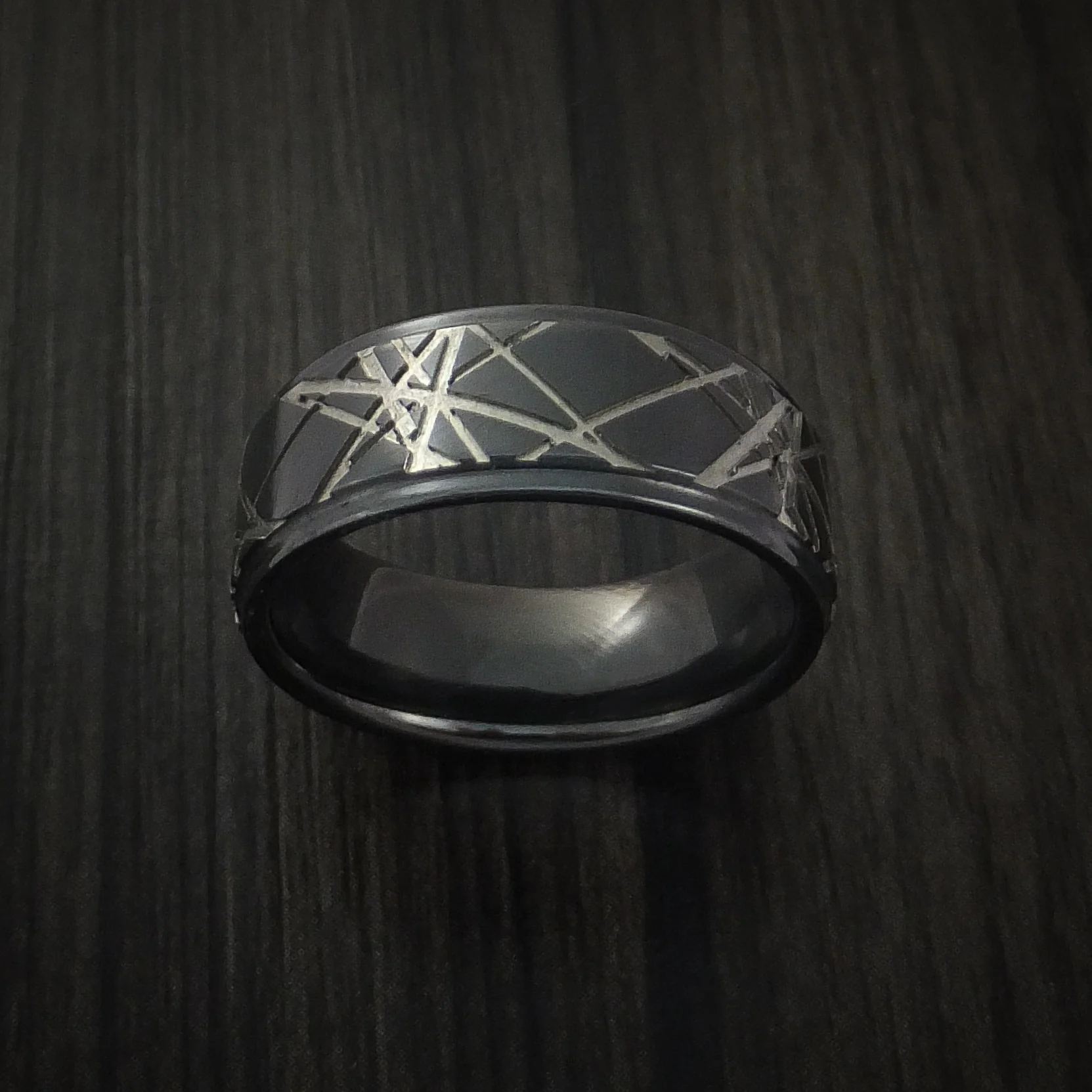 Black Zirconium Retro Rocker Pattern Custom Made Men's Band - Image 2
