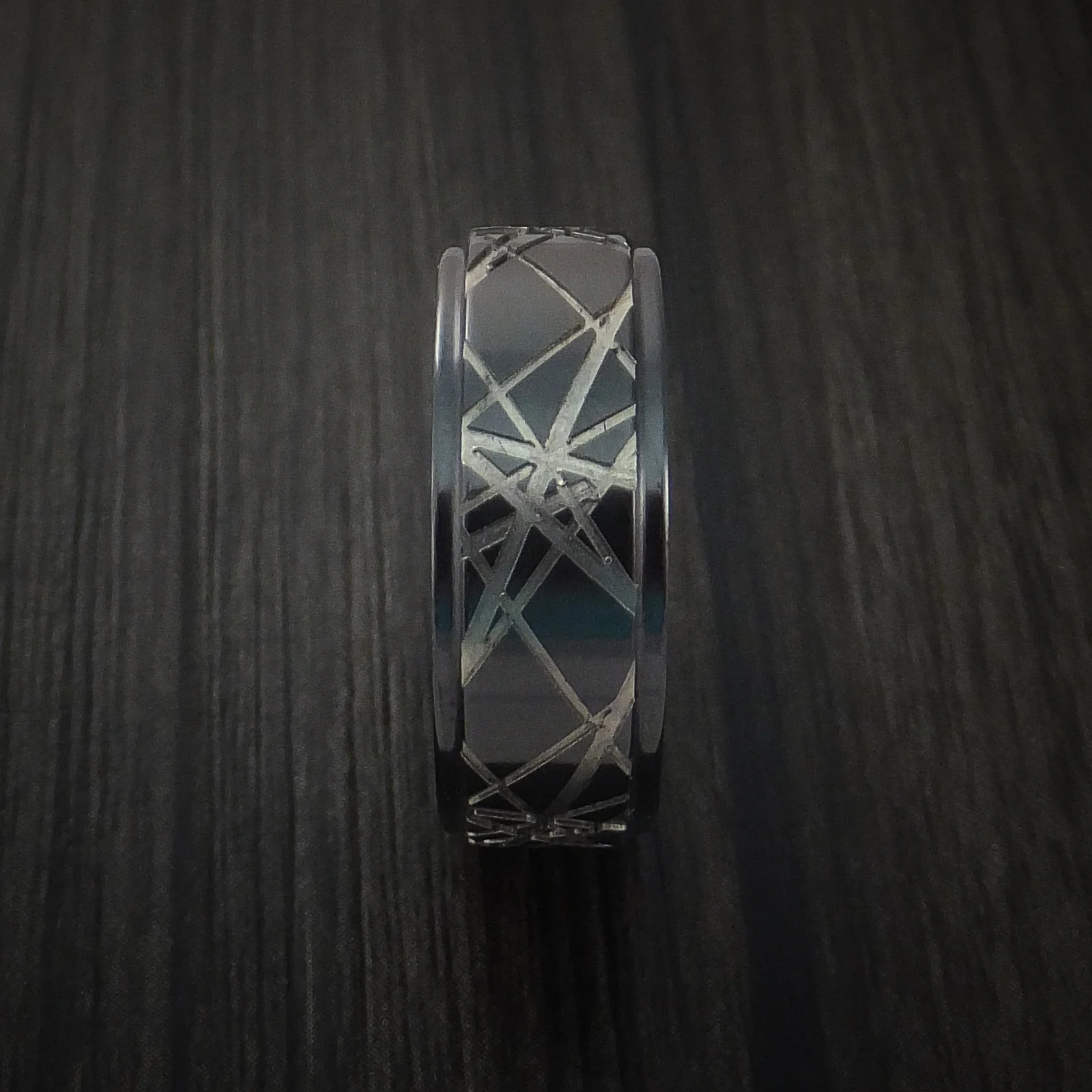 Black Zirconium Retro Rocker Pattern Custom Made Men's Band - Image 4