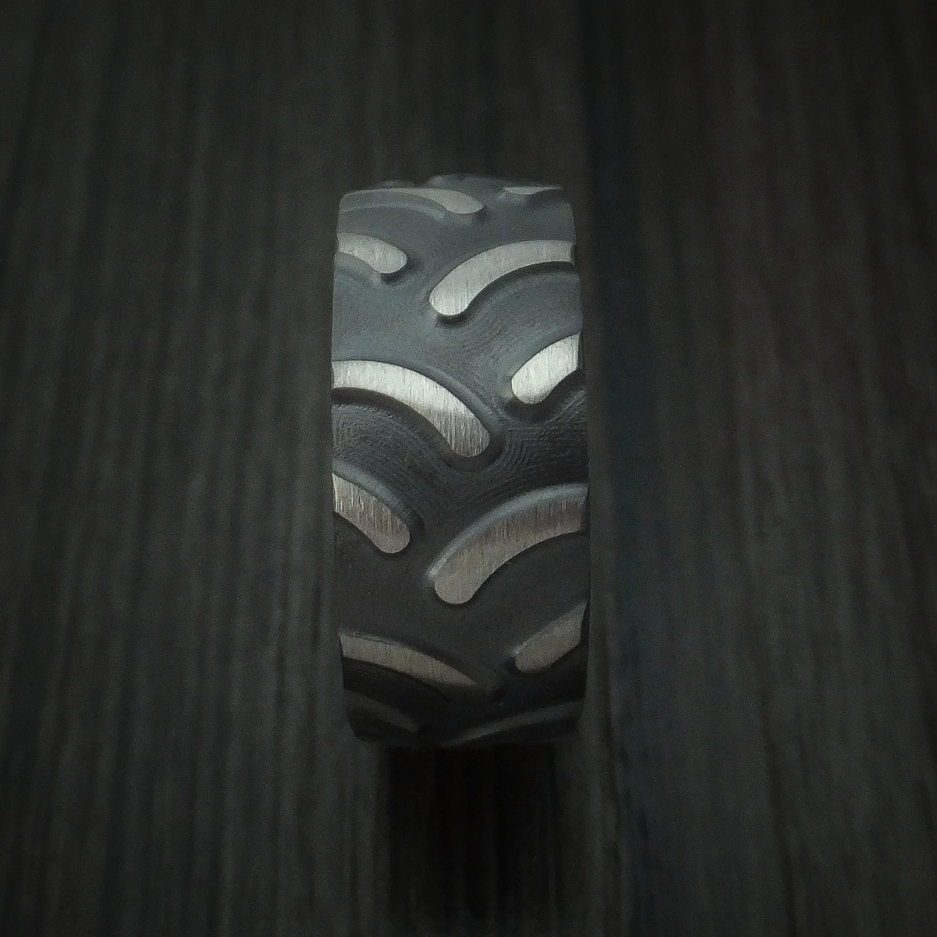 Black Zirconium Tractor Tire Tread Men's Ring Custom Made Band - Image 3