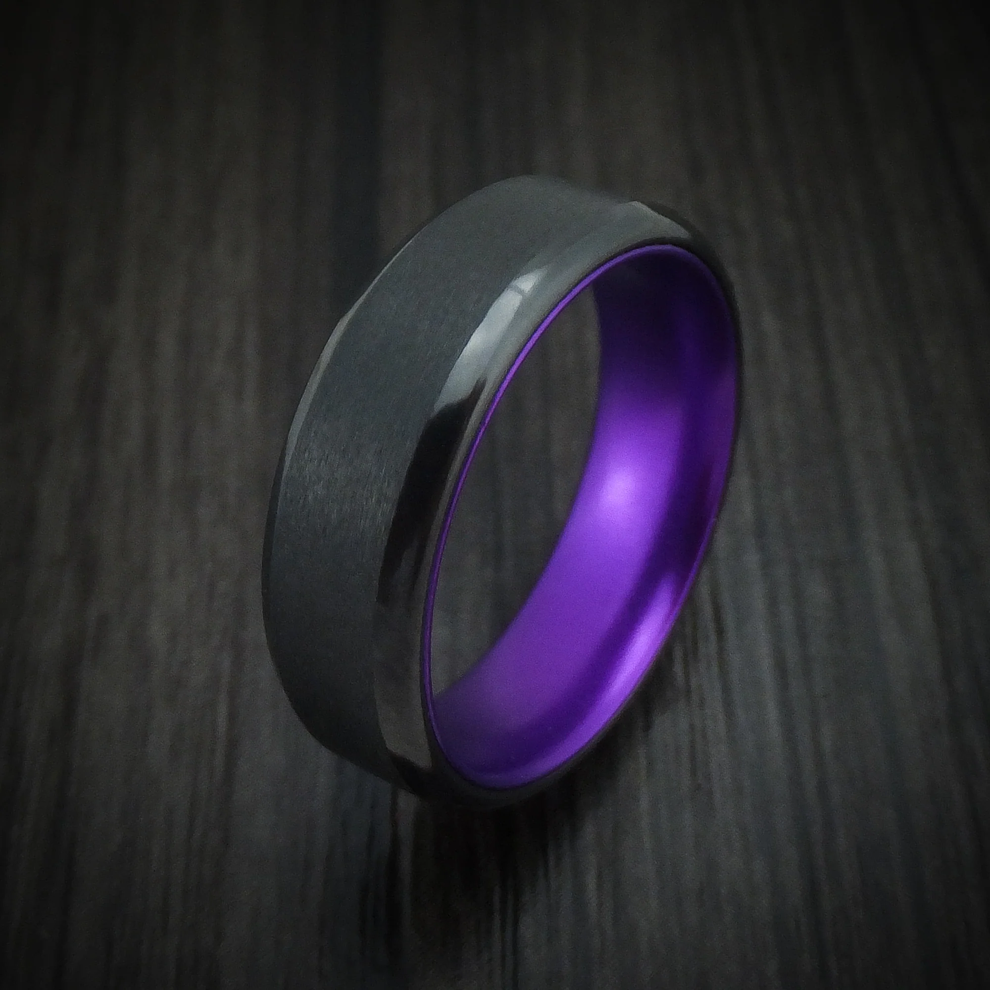Black Zirconium With Purple Anodized Sleeve Custom Made Men's Band Choose Your Color - Image 4
