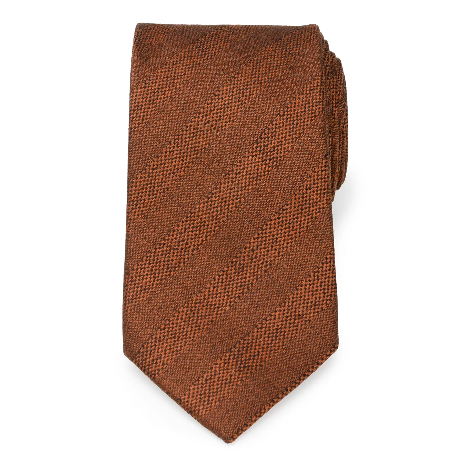 Burnt Sienna Tweed Striped Linen Men's Tie - Image 2