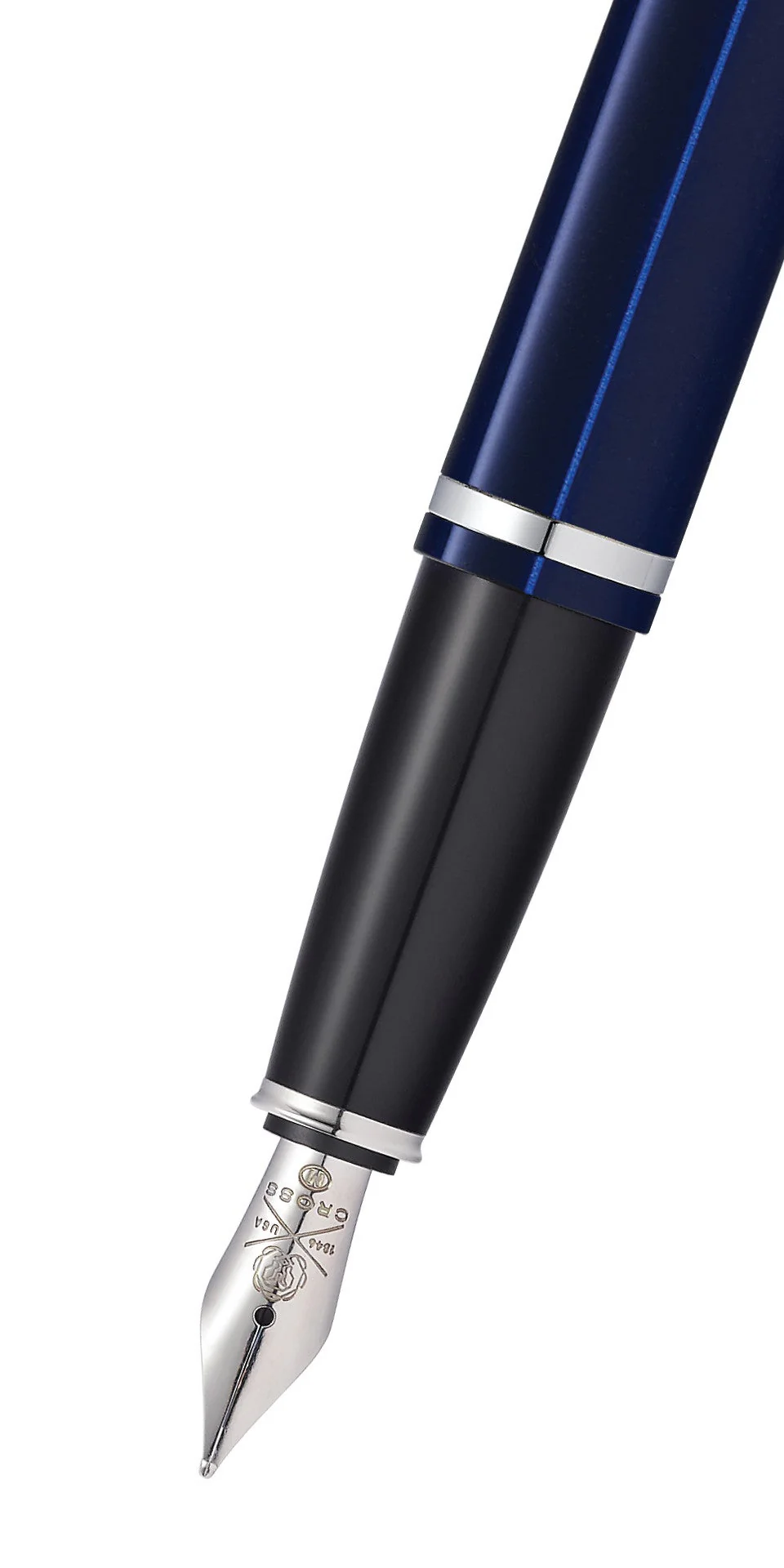 Calais™ Chrome & Blue Lacquer Stainless Steel Medium Nib Fountain Pen - Image 2