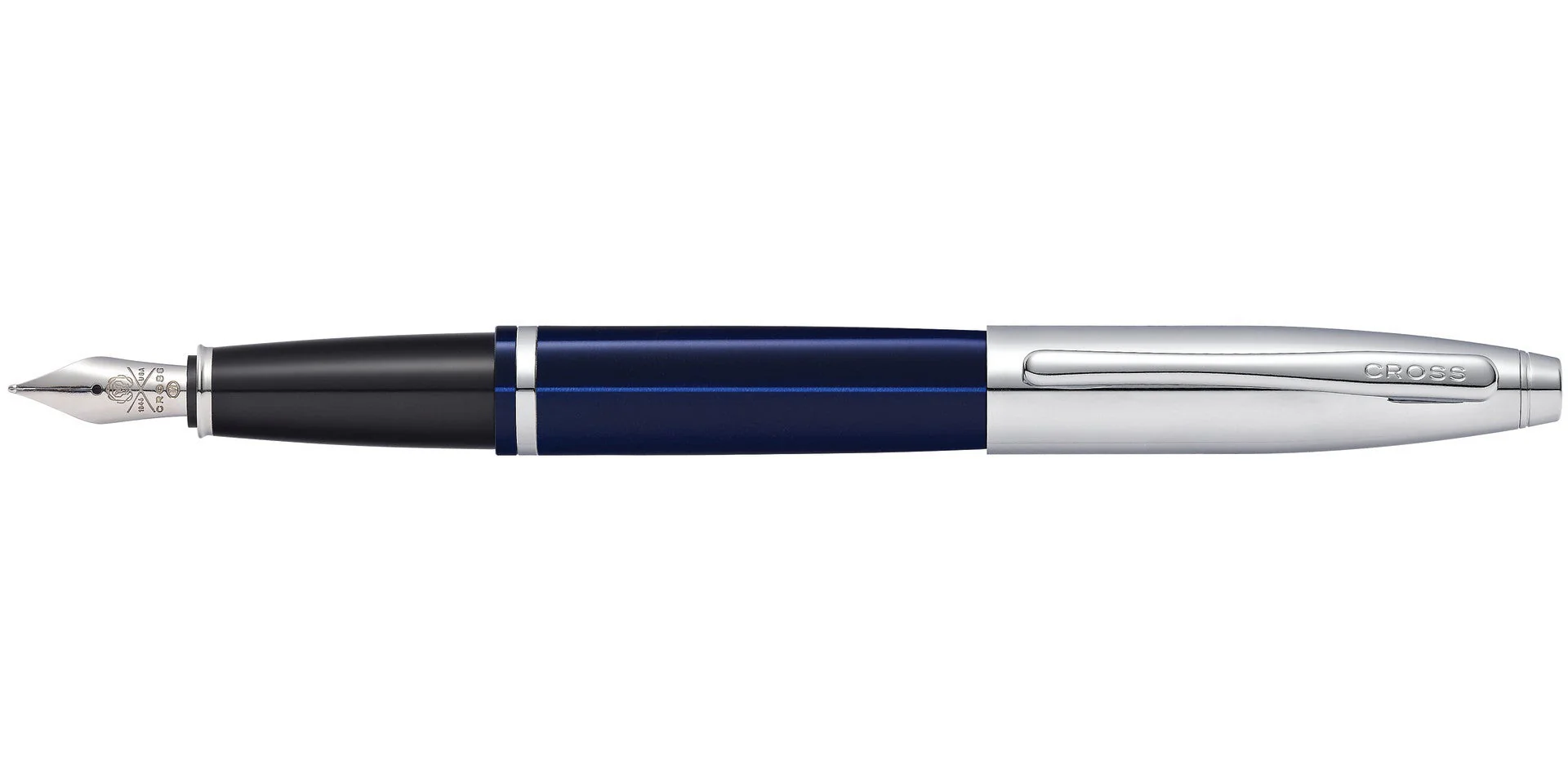Calais™ Chrome & Blue Lacquer Stainless Steel Medium Nib Fountain Pen - Image 3