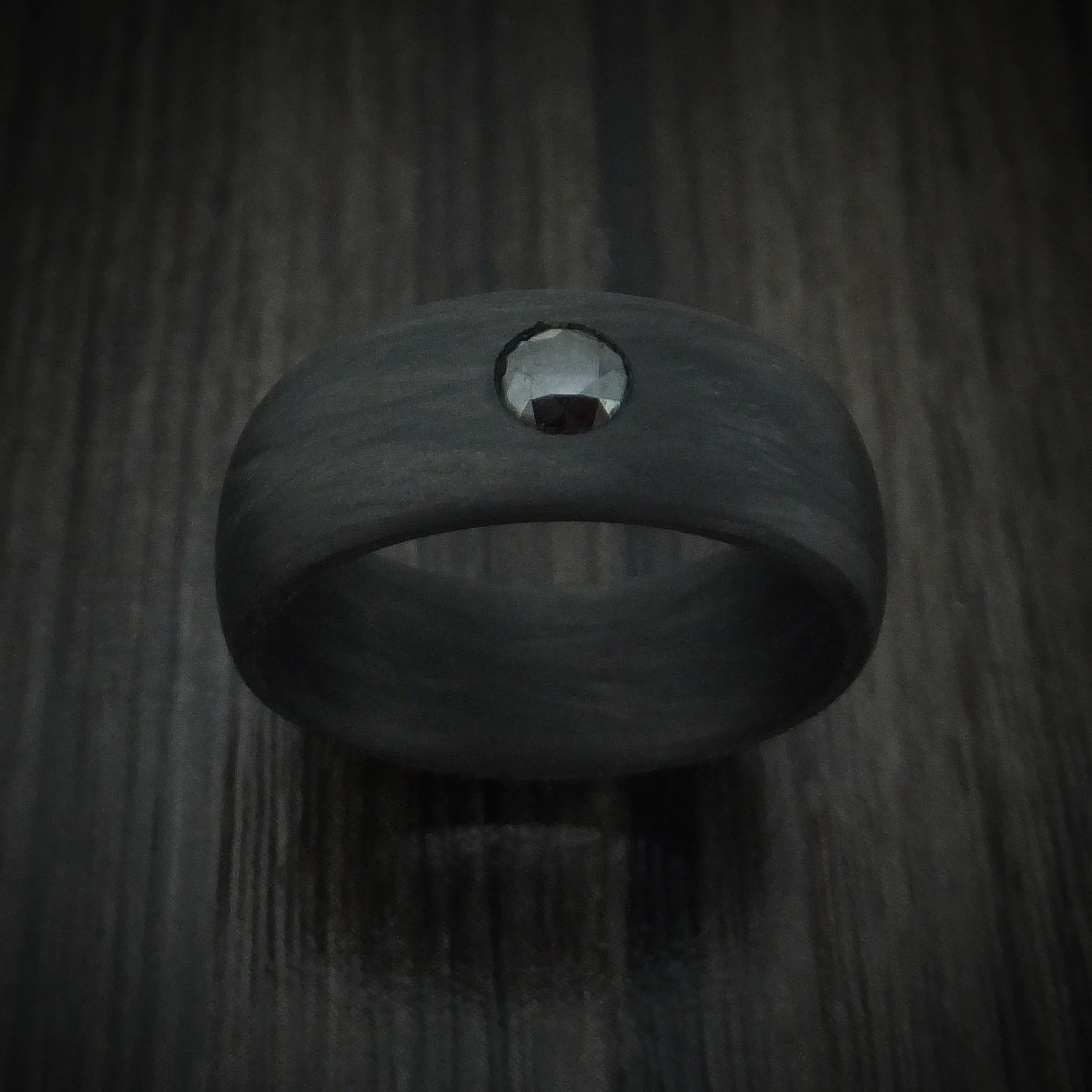 Carbon Fiber And Black Diamond Men's Ring Custom Made - Image 2