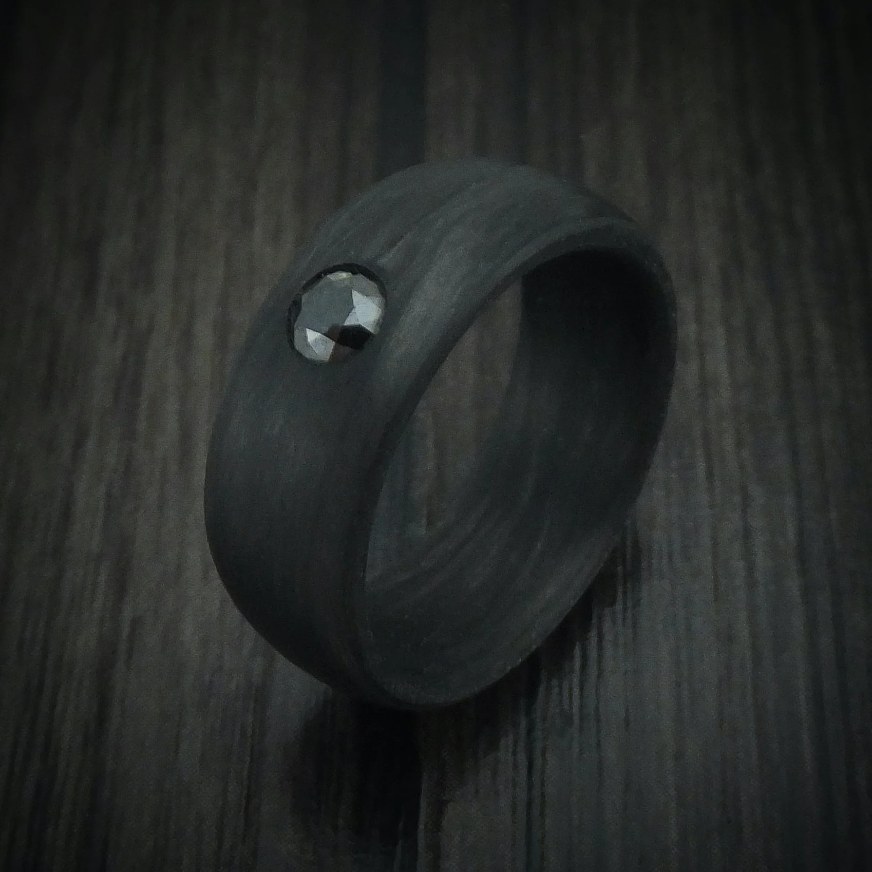 Carbon Fiber And Black Diamond Men's Ring Custom Made - Image 4