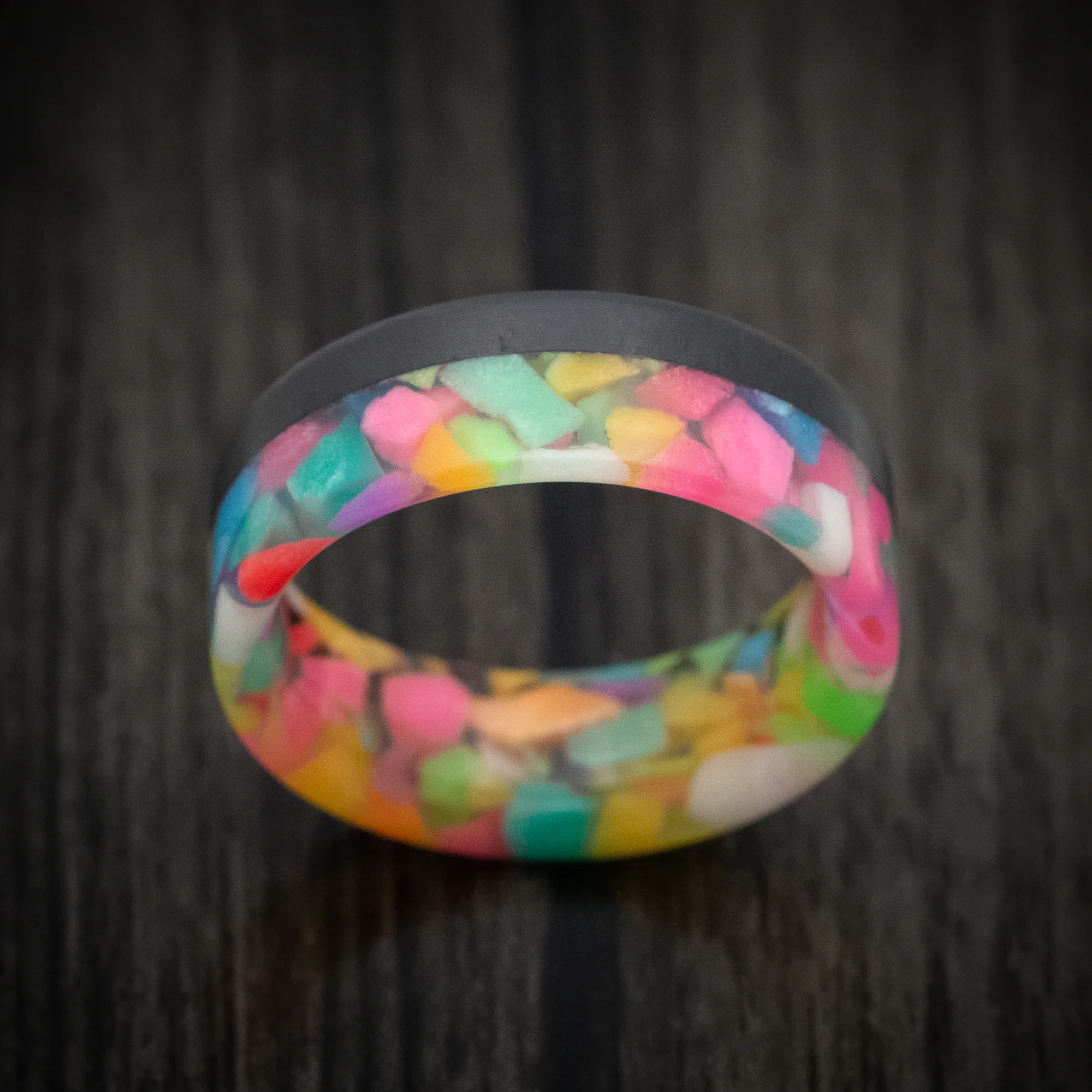 Carbon Fiber and Prism Composite Glow Men's Ring - Image 2