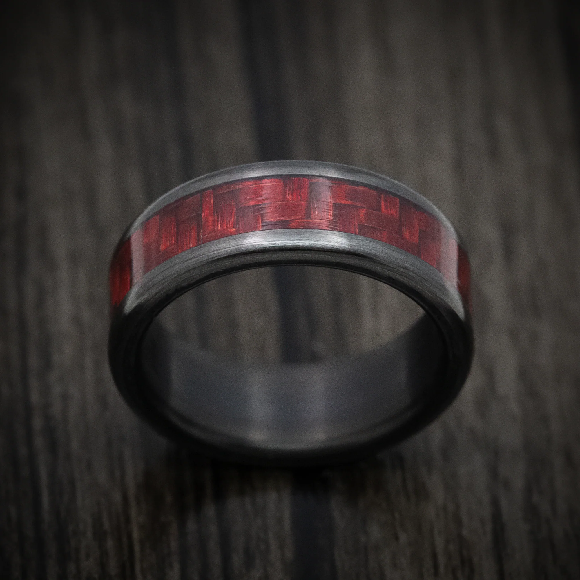 Carbon Fiber and Red Carbon Fiber Men's Ring - Image 2