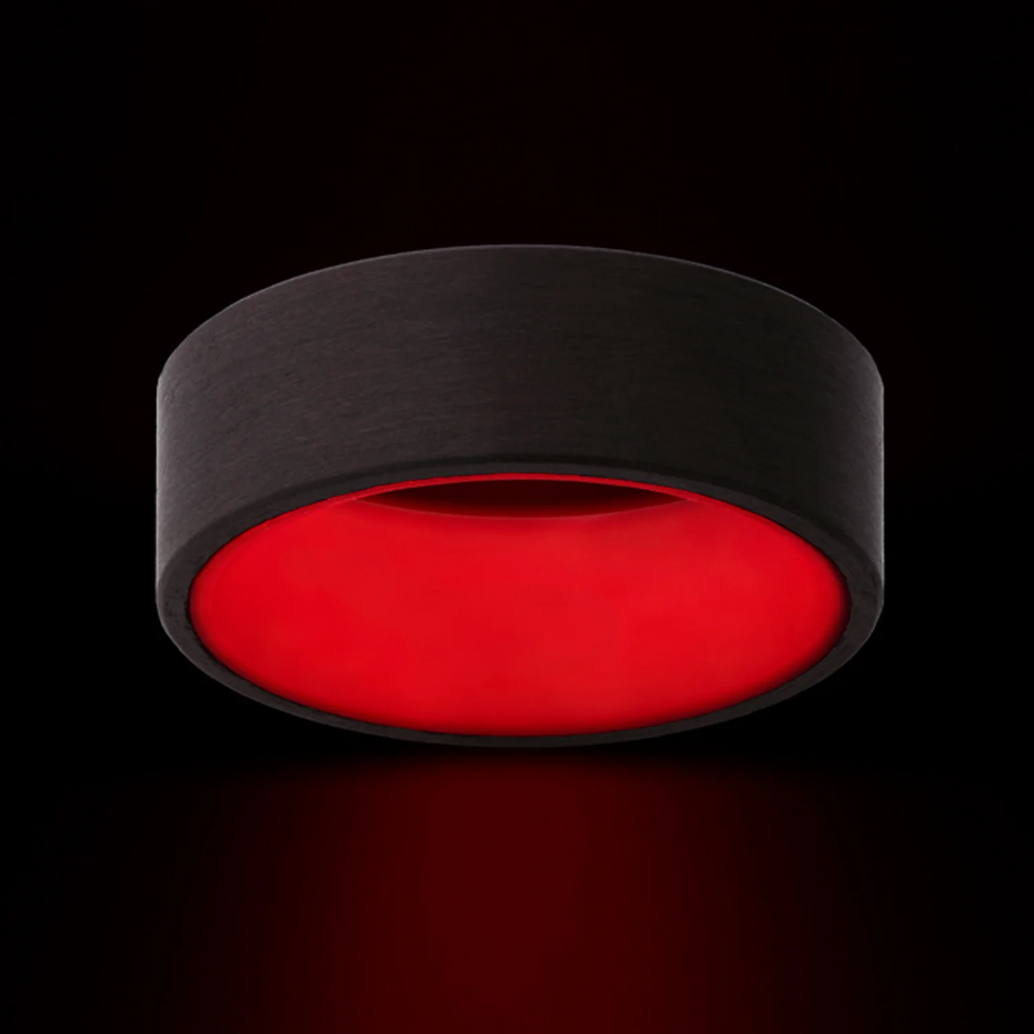 Carbon Fiber and Red Glow Sleeve Men's Ring Custom Made - Image 5