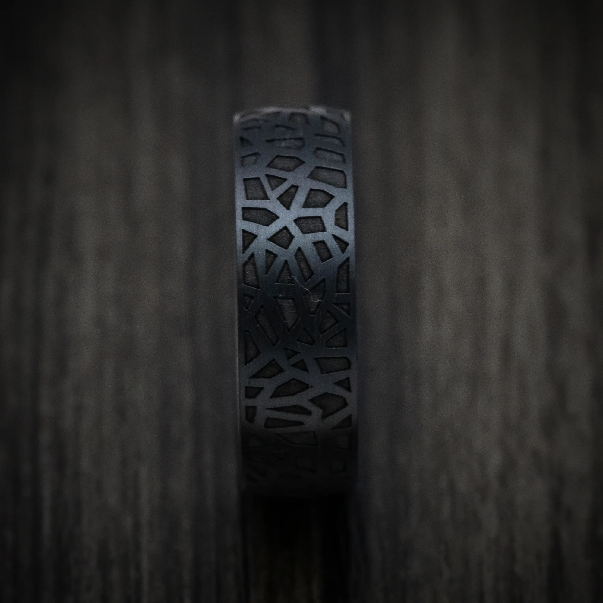 Carbon Fiber Band with Organic Design and Tantalum Sleeve Custom Made Men's Ring - Image 3
