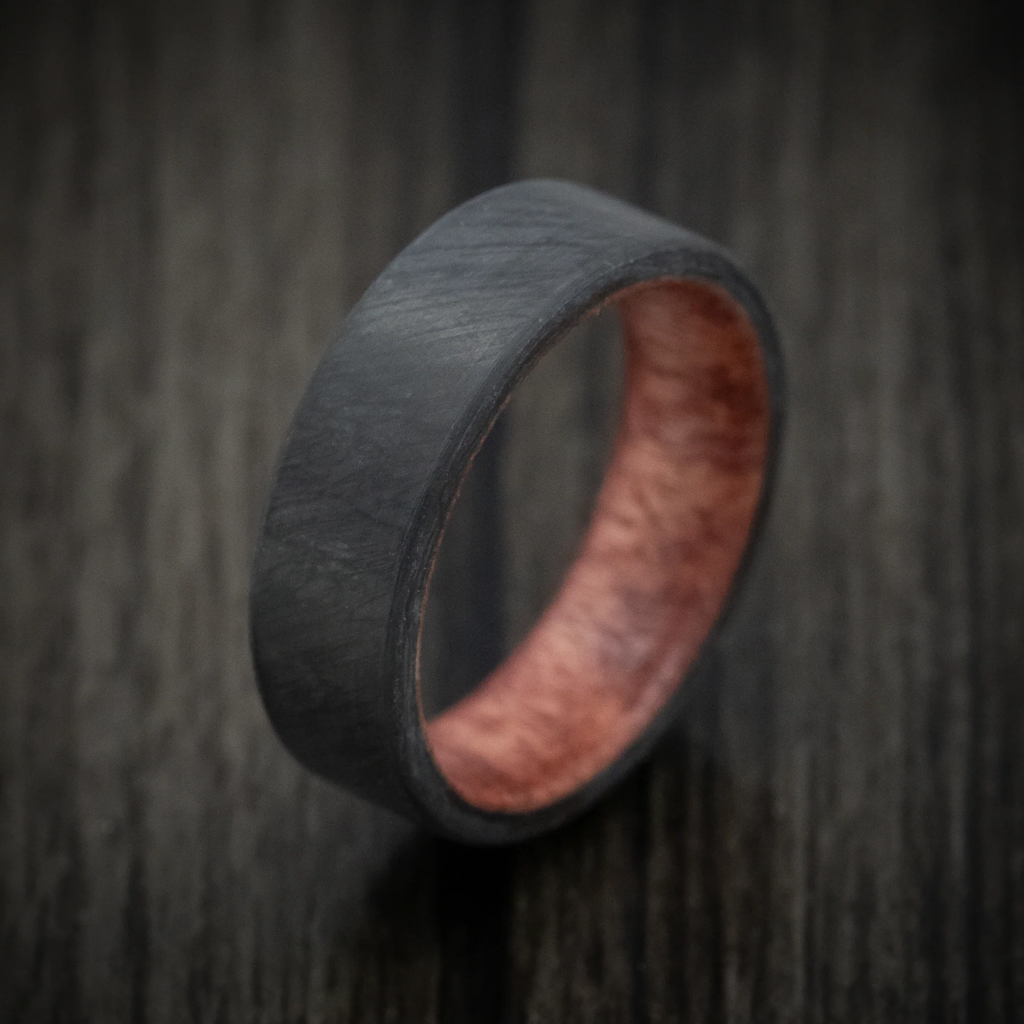 Carbon Fiber Men's Ring with Sequoia Wood Sleeve - Image 3