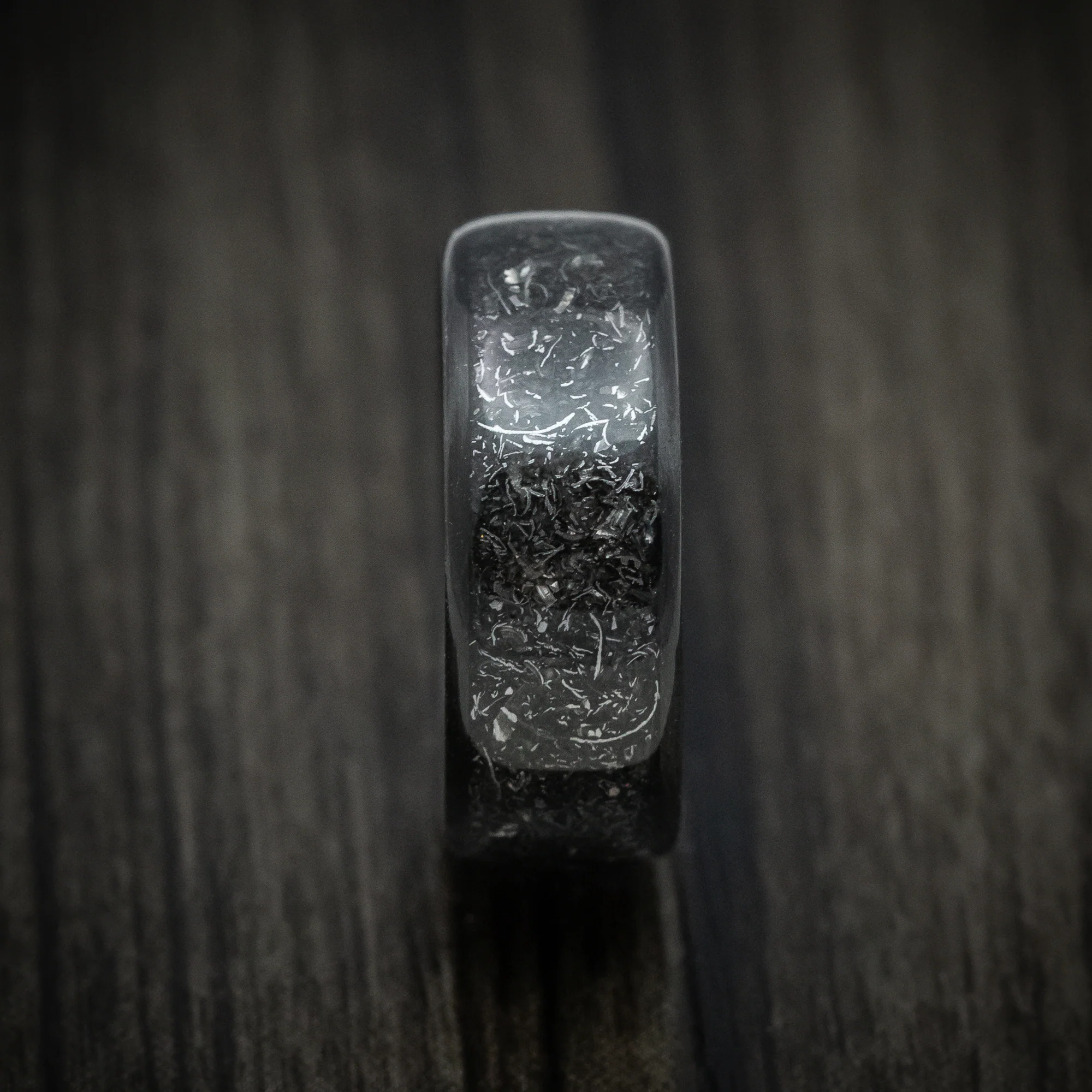 Carbon Fiber Men's Ring with Galaxy Glow Inlay Meteorite Band - Image 3