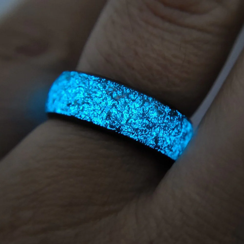 Carbon Fiber Men's Ring with Galaxy Glow Inlay Meteorite Band - Image 5