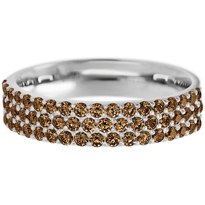 Clarissa Style 10k White Gold Ring / Half Eternity .825 TCW of Chocolate Diamonds / Size 5.25
