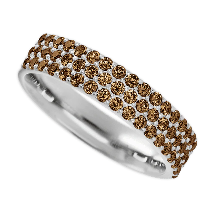 Clarissa Style 10k White Gold Ring / Half Eternity .825 TCW of Chocolate Diamonds / Size 5.25 - Image 3