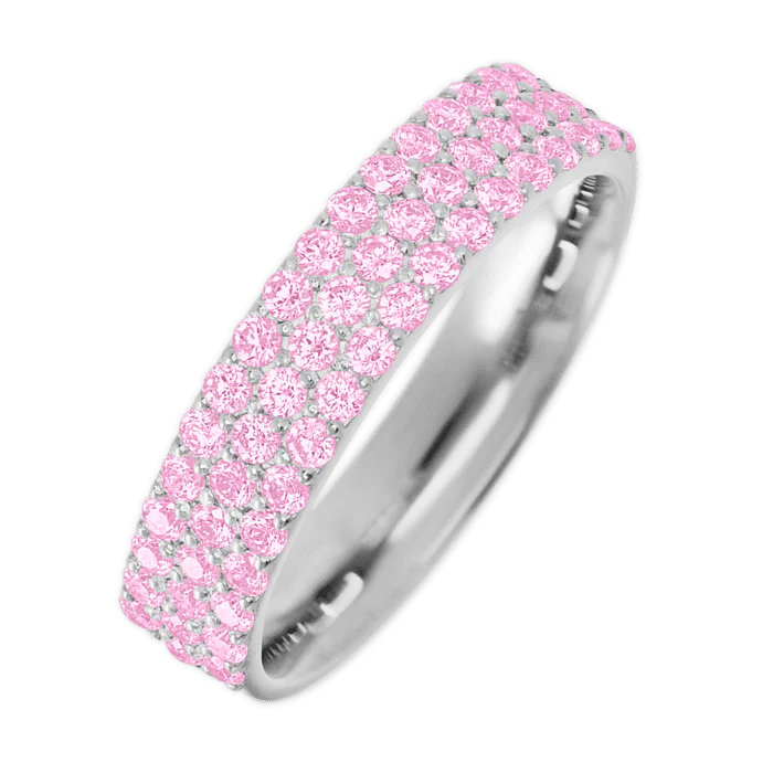 Clarissa Style 10k White Gold Ring / Half Eternity .825 TCW of Light Pink Sapphires / Size 5.25 - Image 2