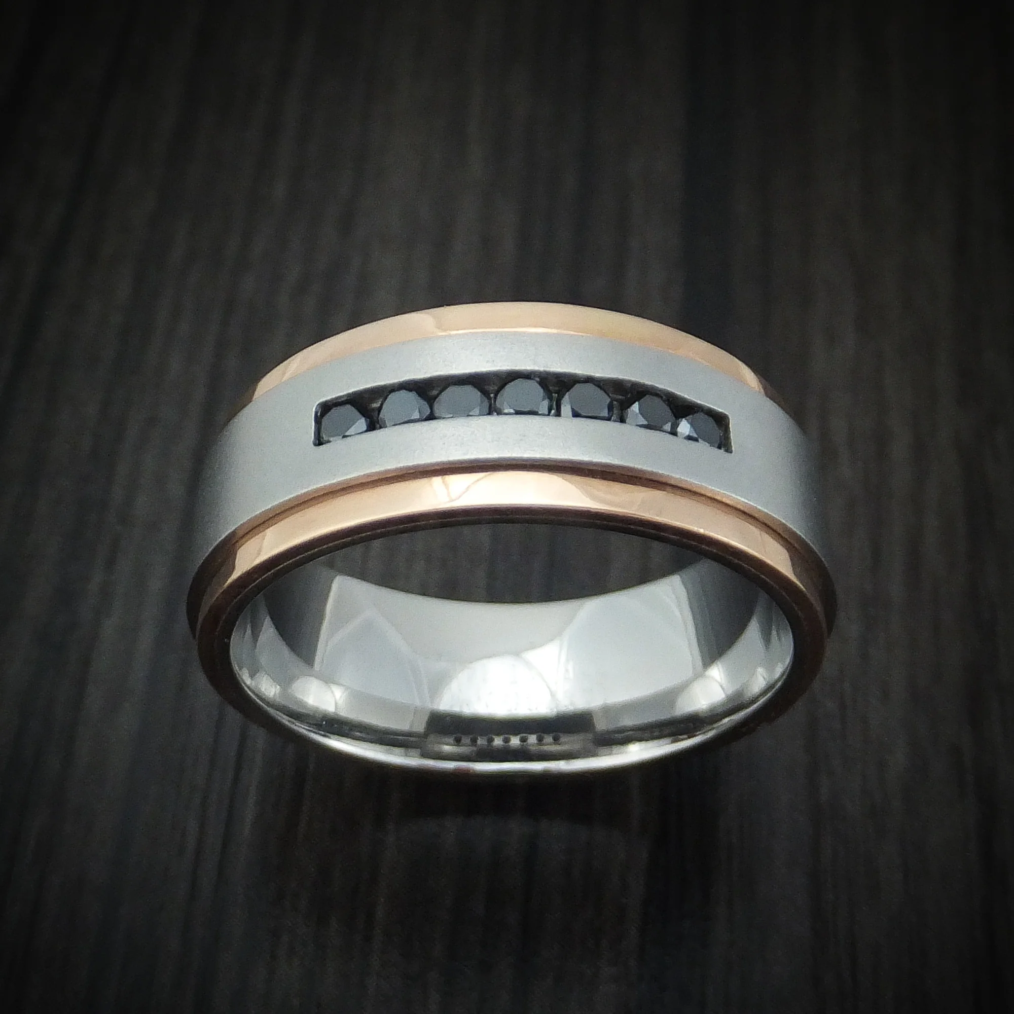 Cobalt Chrome 14K Gold and Black Diamond Men's Ring Custom Made - Image 2