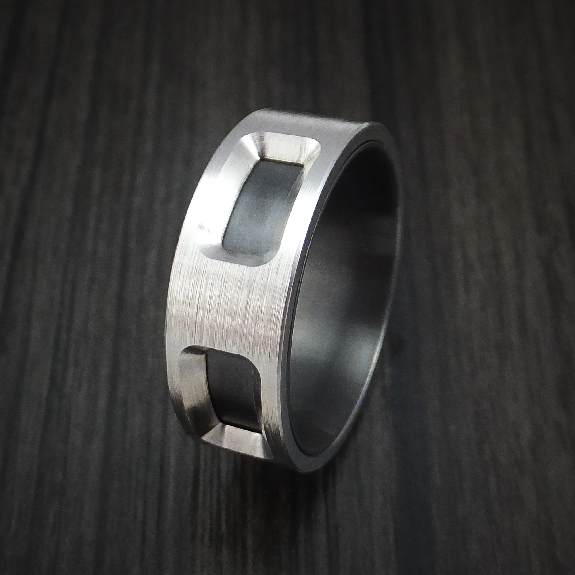 Cobalt Chrome and Black Zirconium Men's Ring Custom Made Band - Image 4