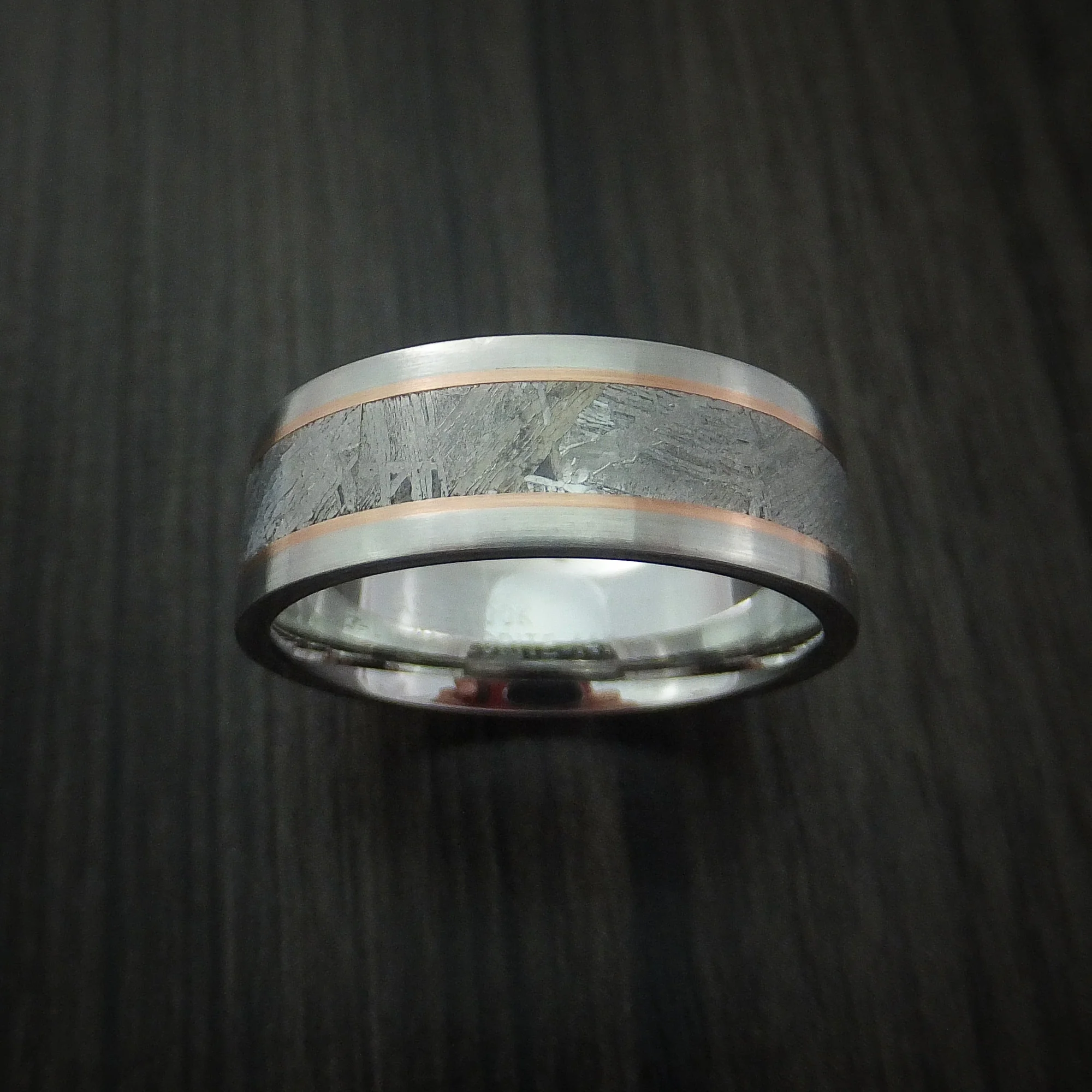 Cobalt Chrome and Gibeon Meteorite Men's Ring with 14k Gold Inlay Custom Made - Image 2
