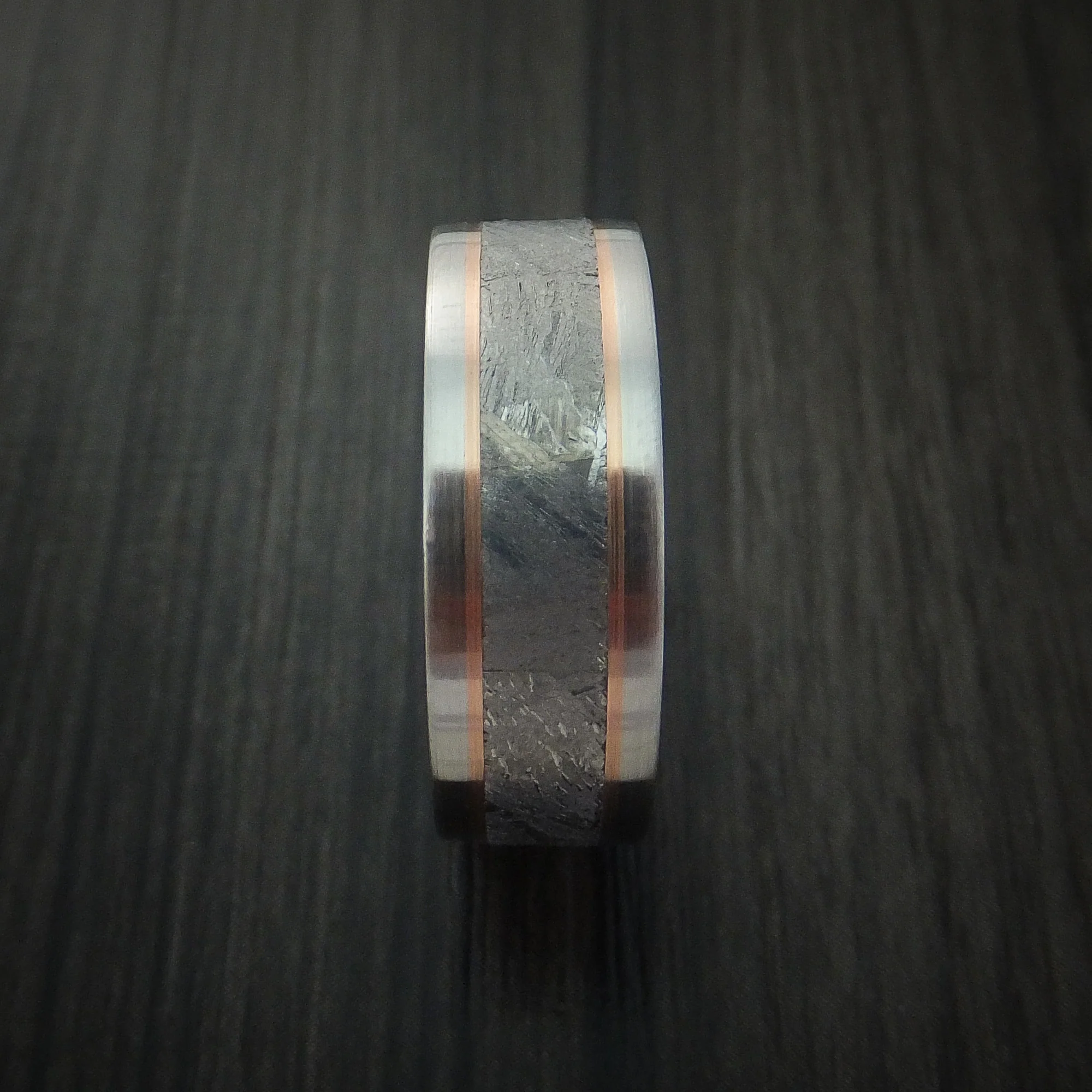 Cobalt Chrome and Gibeon Meteorite Men's Ring with 14k Gold Inlay Custom Made - Image 3