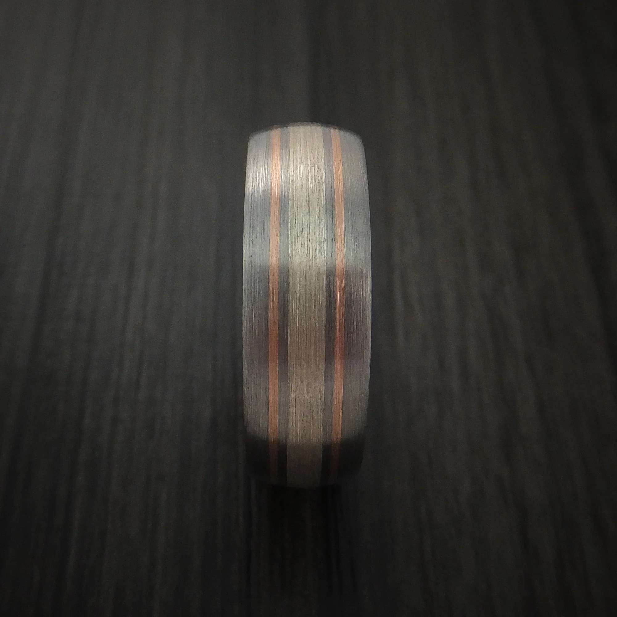 Cobalt Chrome Men's Band with Silver Inlay and 14K Rose Gold Inlays Custom Made - Image 3