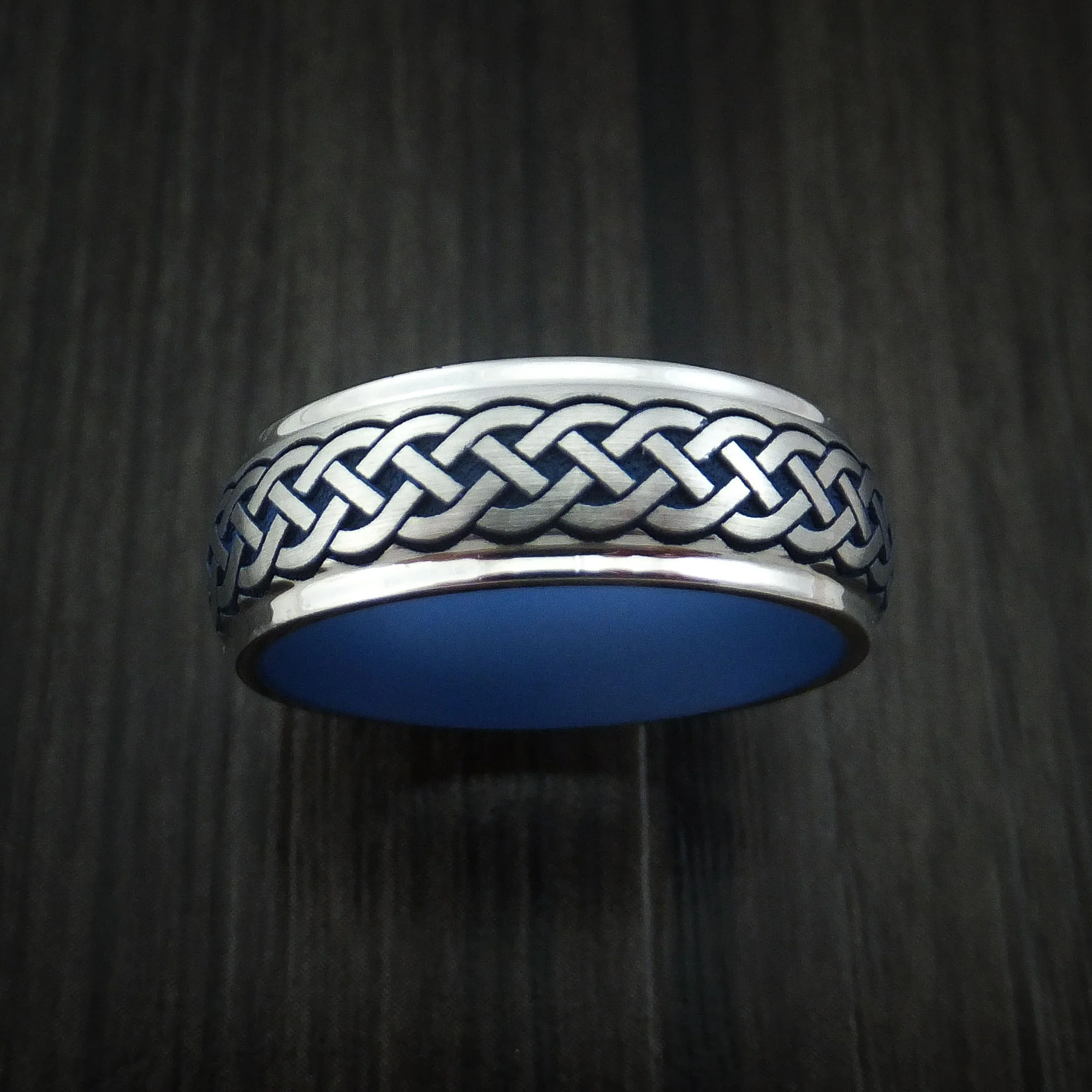 Cobalt Chrome Celtic Band Irish Knot Men's Ring Carved Pattern Design with Cerakote Custom Made - Image 2