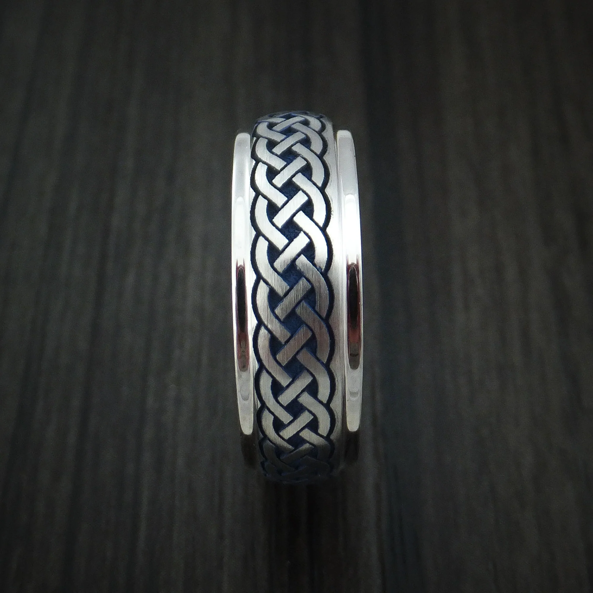 Cobalt Chrome Celtic Band Irish Knot Men's Ring Carved Pattern Design with Cerakote Custom Made - Image 3