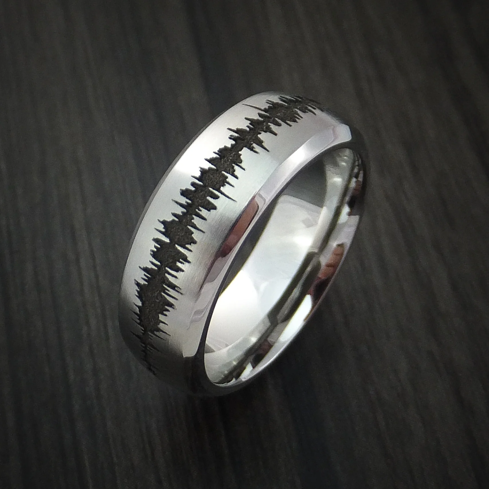 Cobalt Chrome Custom Sound Wave Men's Ring - Image 3
