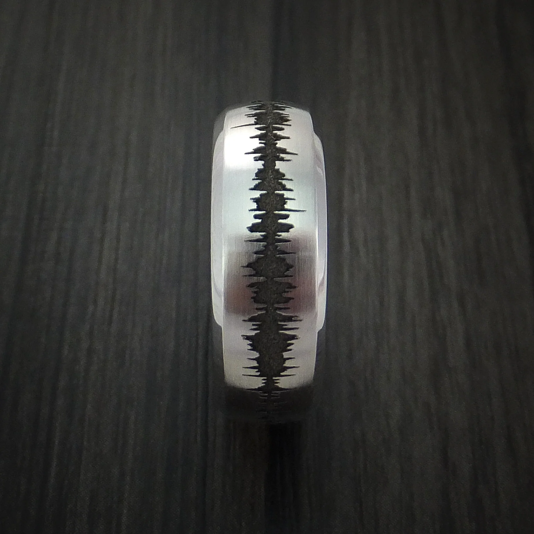 Cobalt Chrome Custom Sound Wave Men's Ring - Image 4