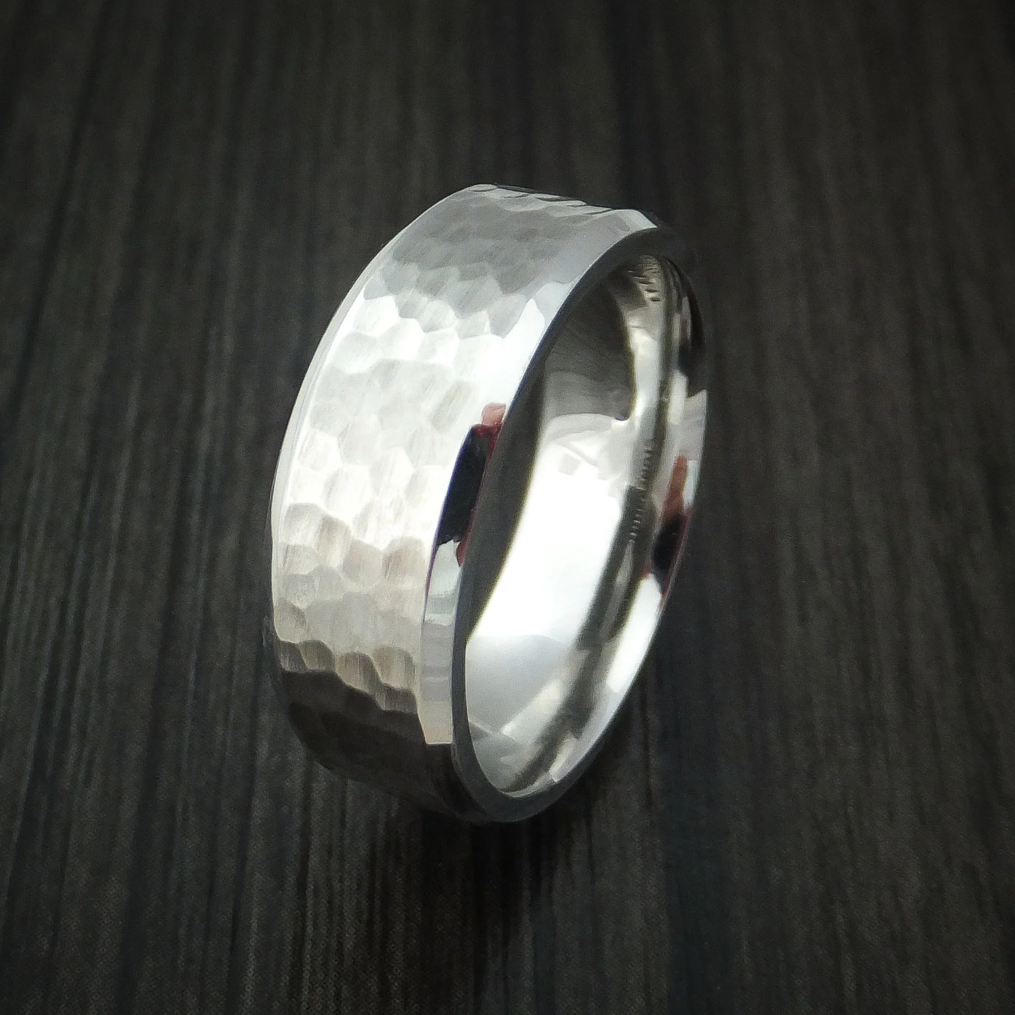 Cobalt Chrome Hammer Finish Wedding Band Engagement Men's Ring - Image 4
