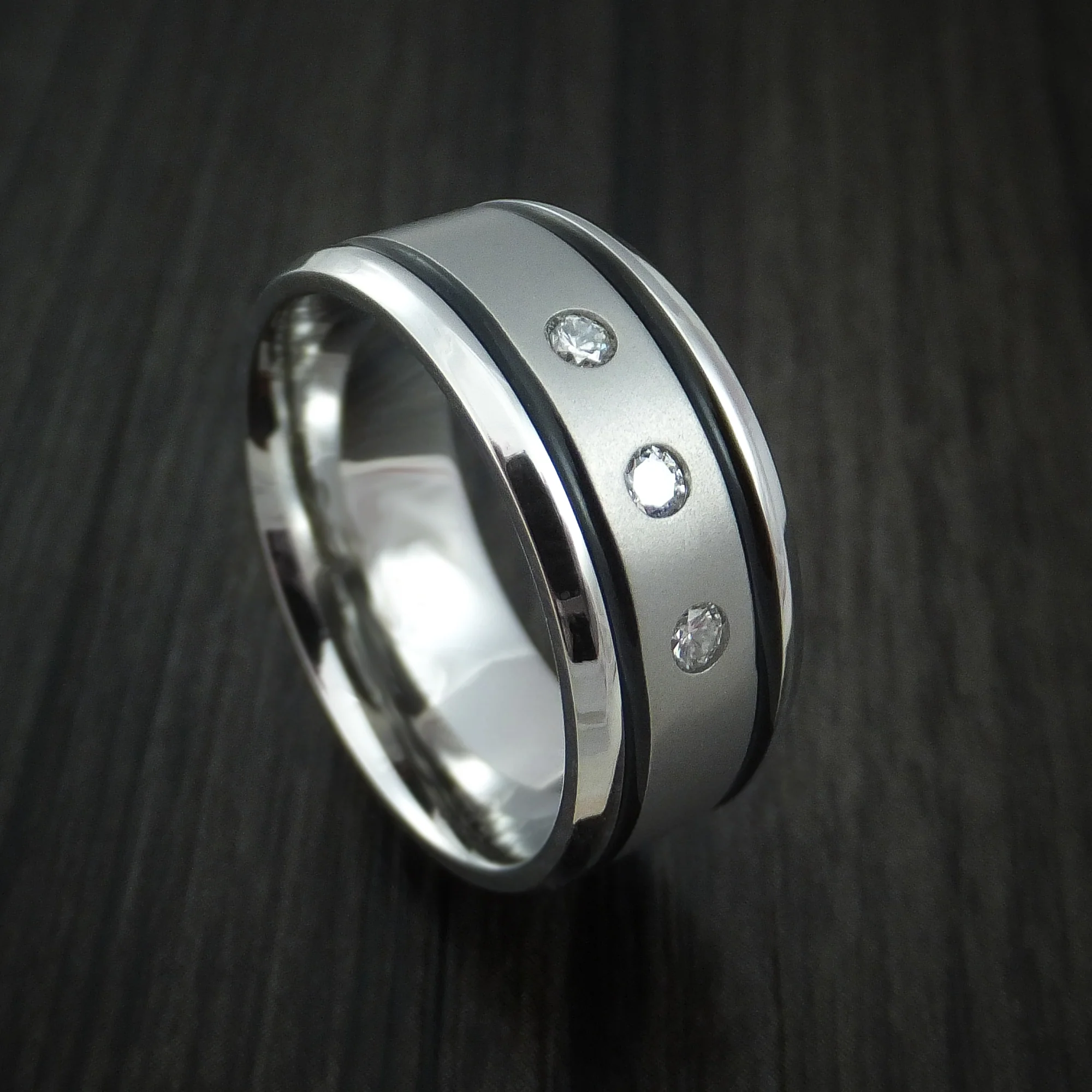 Cobalt Chrome Men's Ring with Diamonds Custom Made Band