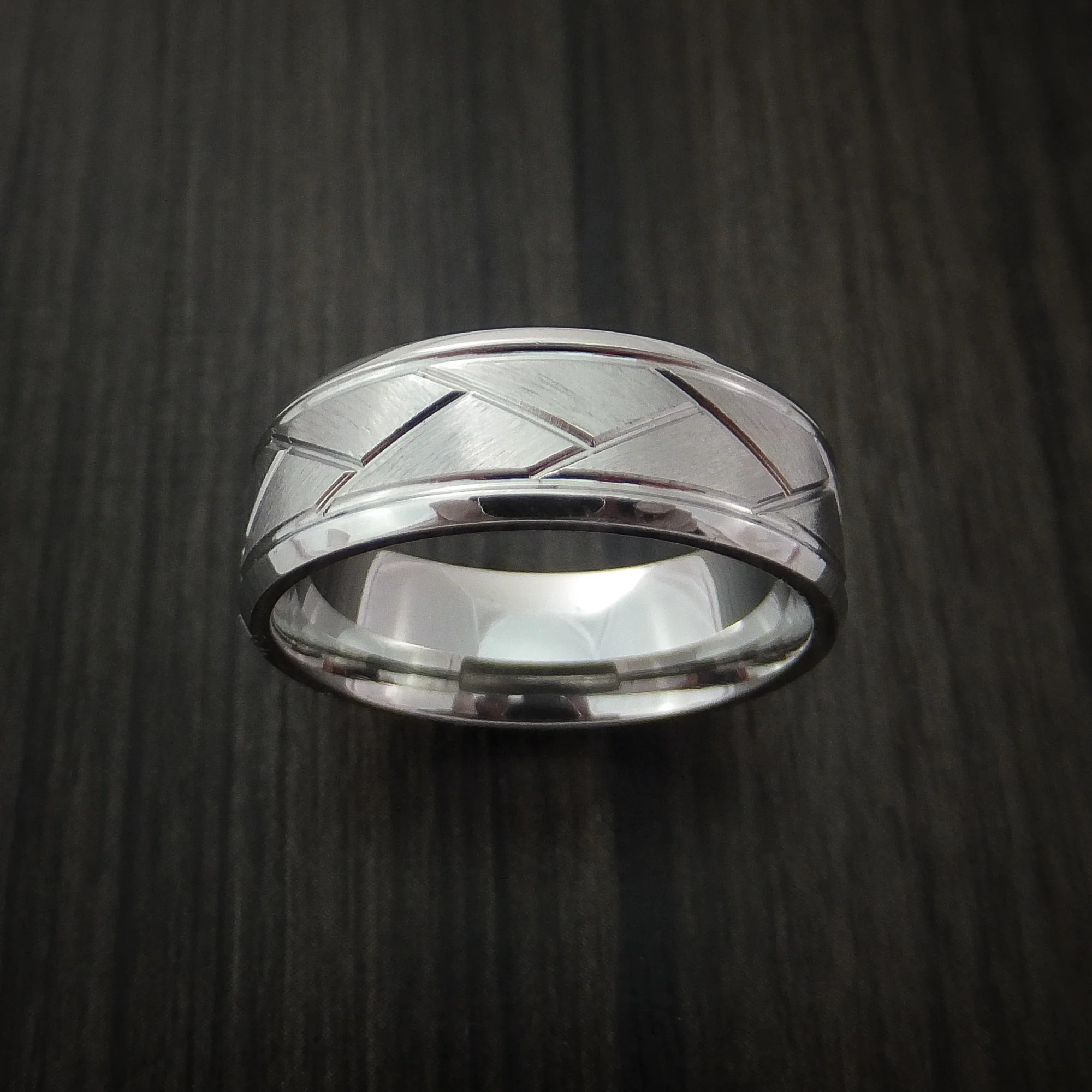 Cobalt Chrome Satin and Polish Weave Men's Ring Custom Made - Image 2