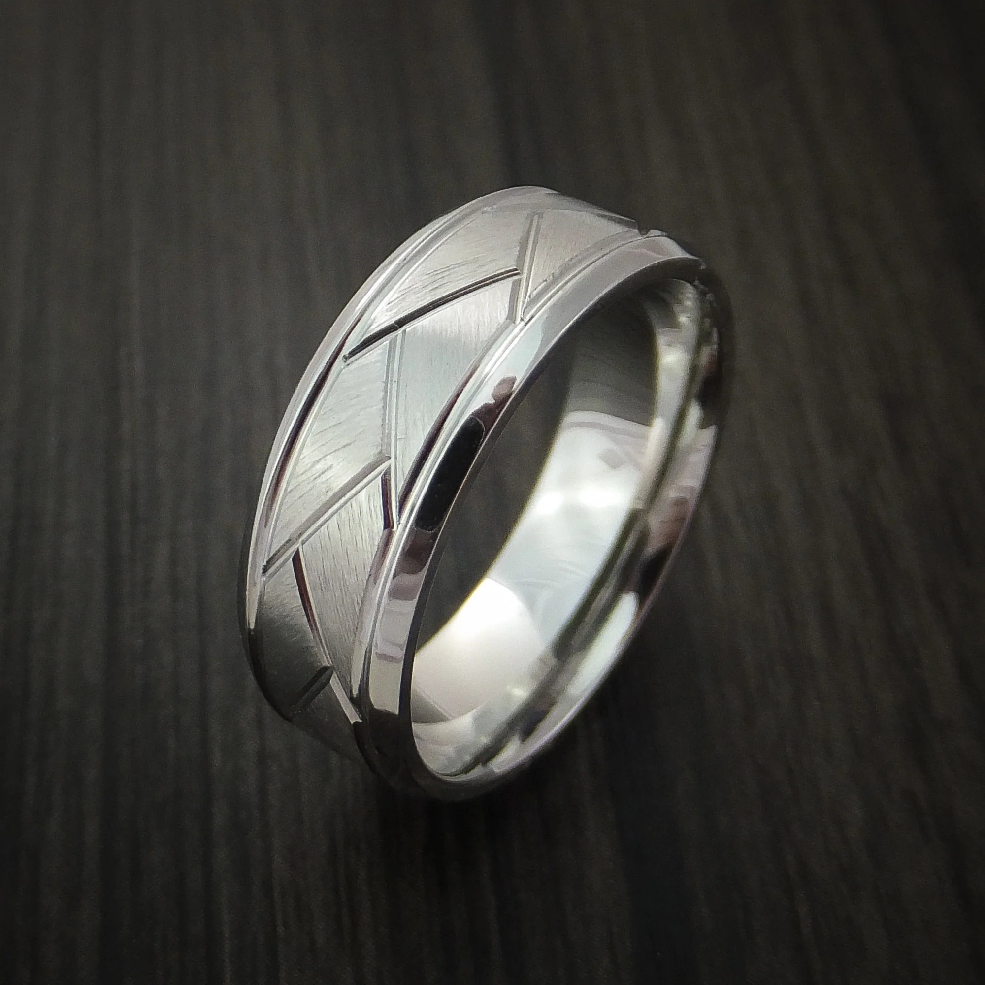 Cobalt Chrome Satin and Polish Weave Men's Ring Custom Made - Image 3
