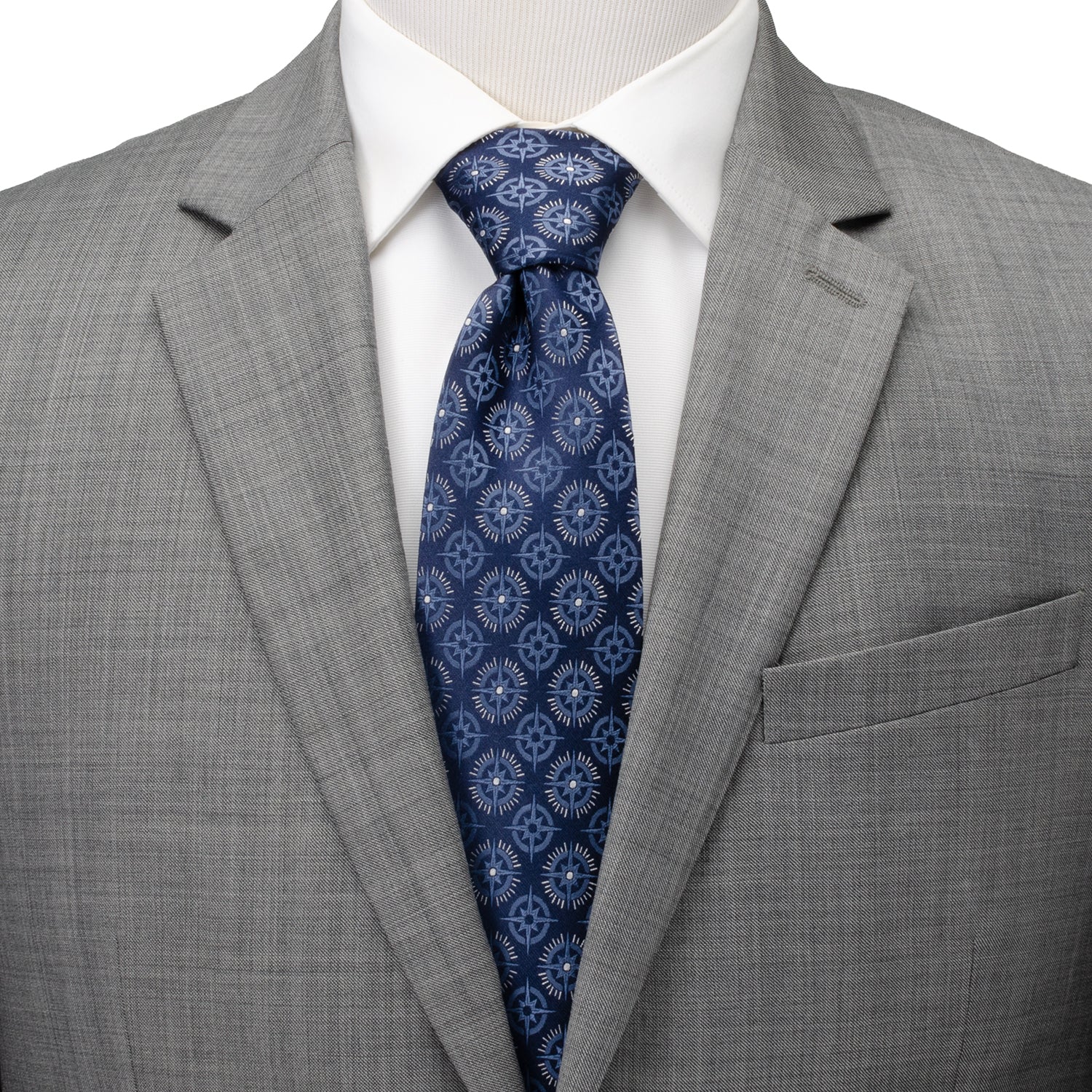 Compass Hidden Message Navy Blue Men's Tie - Image 2