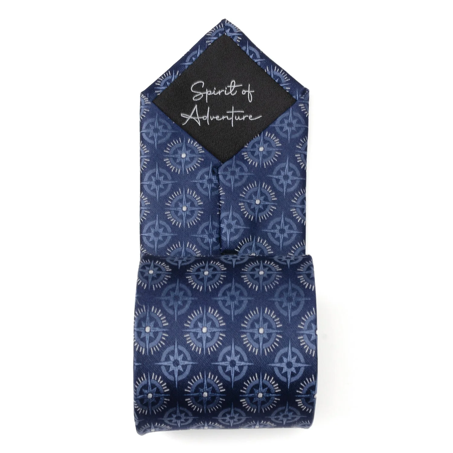 Compass Hidden Message Navy Blue Men's Tie - Image 5