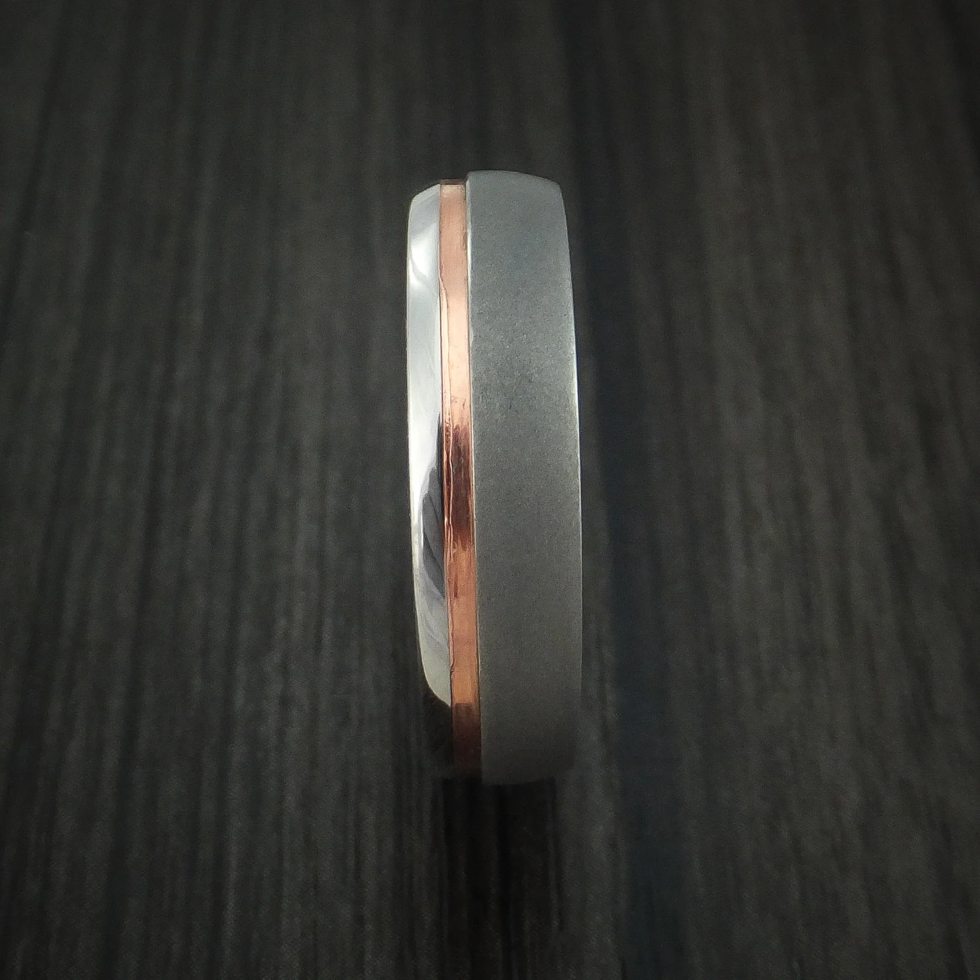 Copper Inlay and Titanium Men's Ring Custom Made Band - Image 3