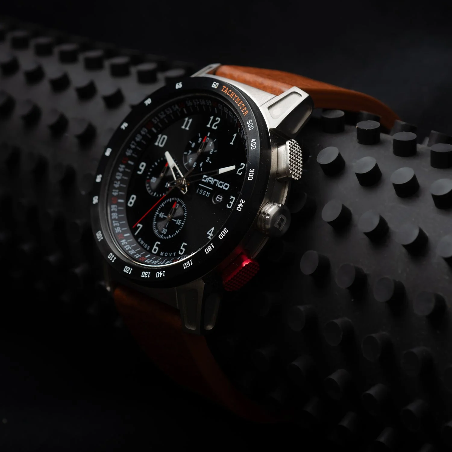 CR-01 - CHRONO WATCH WITH ITALIAN LEATHER STRAP - WHISKEY BROWN - Image 8