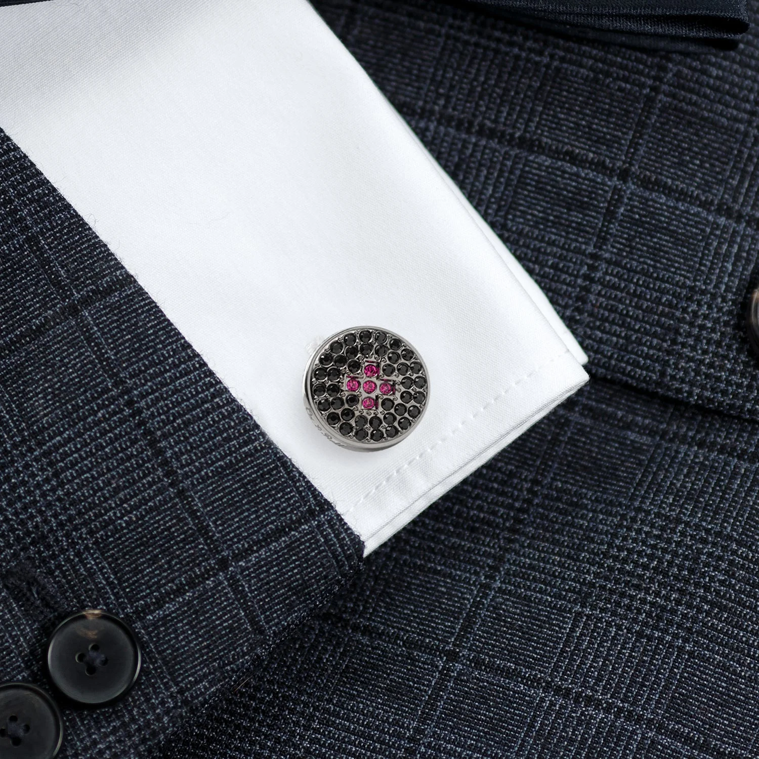 Crystal Button Pave Cufflinks - Image 5