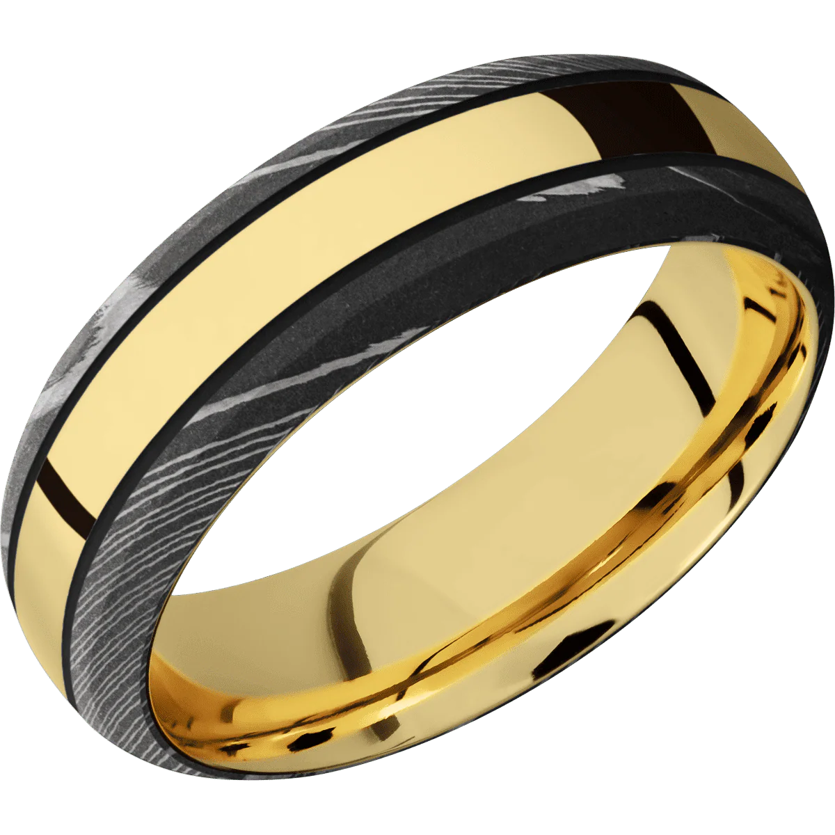 Damascus + Acid Finish + 18K Yellow Gold - Image 2