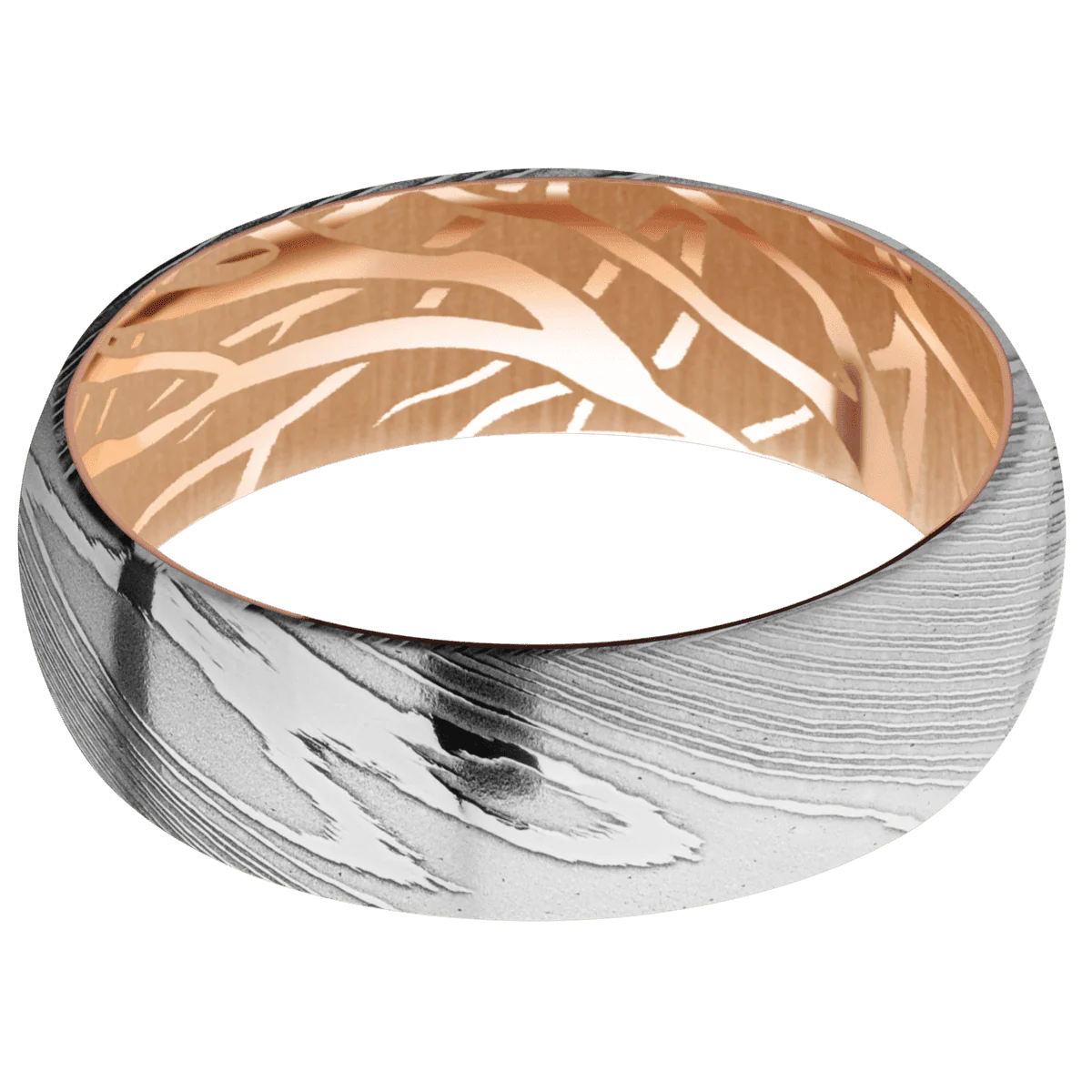 Damascus + Polish Finish + 14K Rose Gold - Image 3