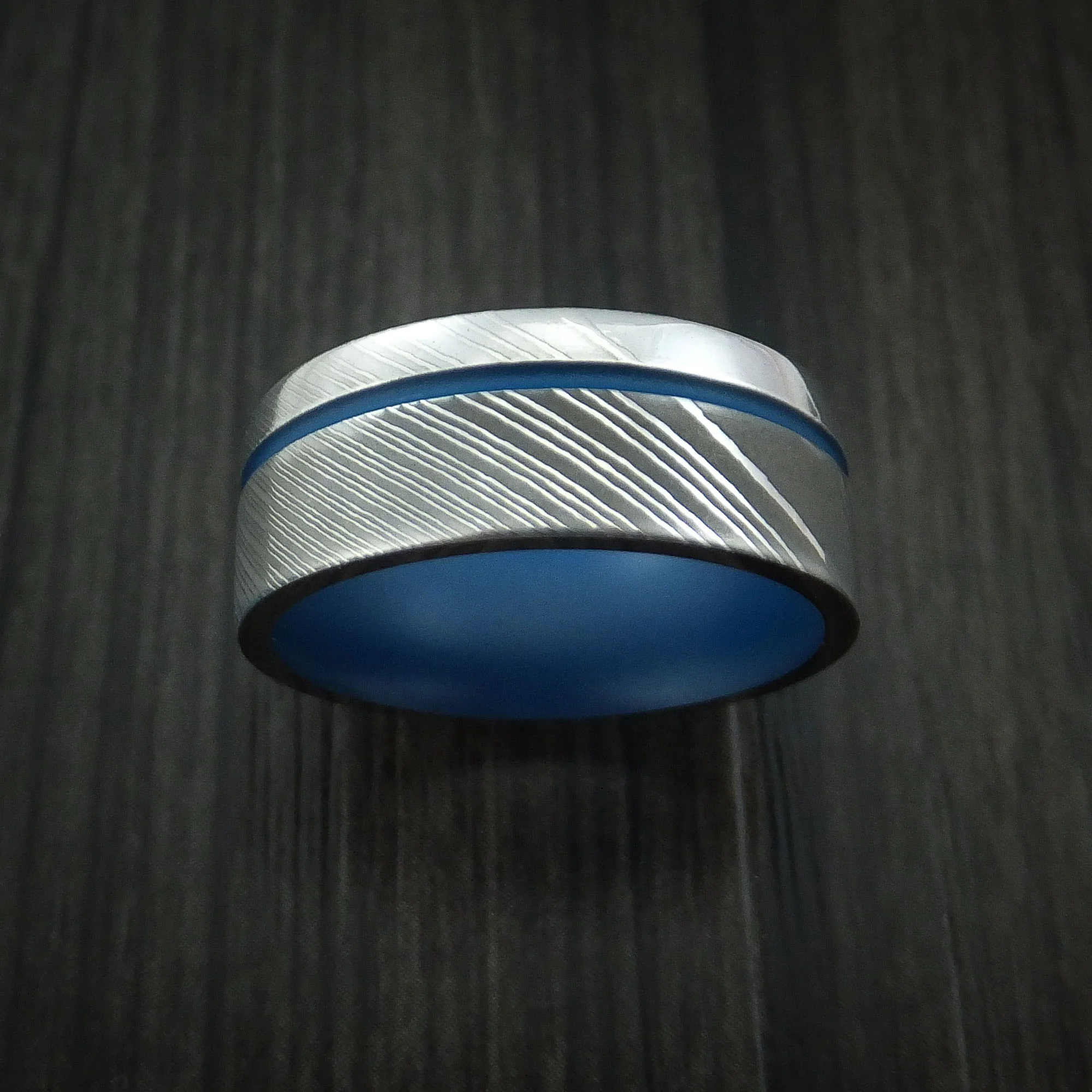 Damascus Steel and Cerakote Men's Ring Custom Made Band - Image 2