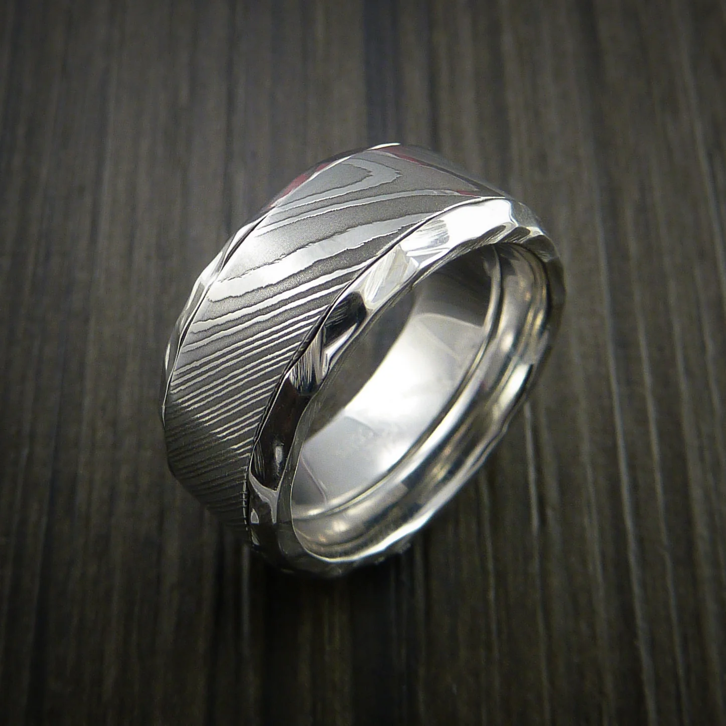 Damascus Steel in Cobalt Chrome Wedding Men's Band Custom Made - Image 4