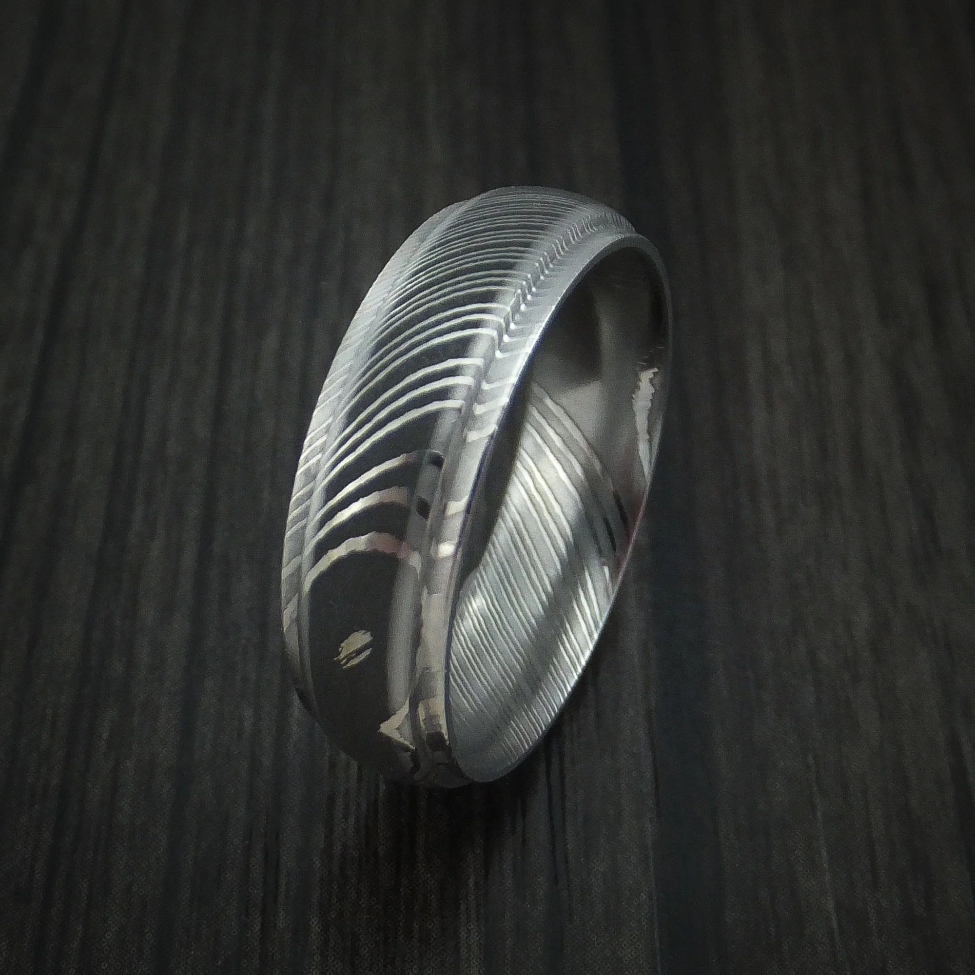 Damascus Steel Men's Ring Wedding Band Two Tone Finish Genuine Craftsmanship - Image 4