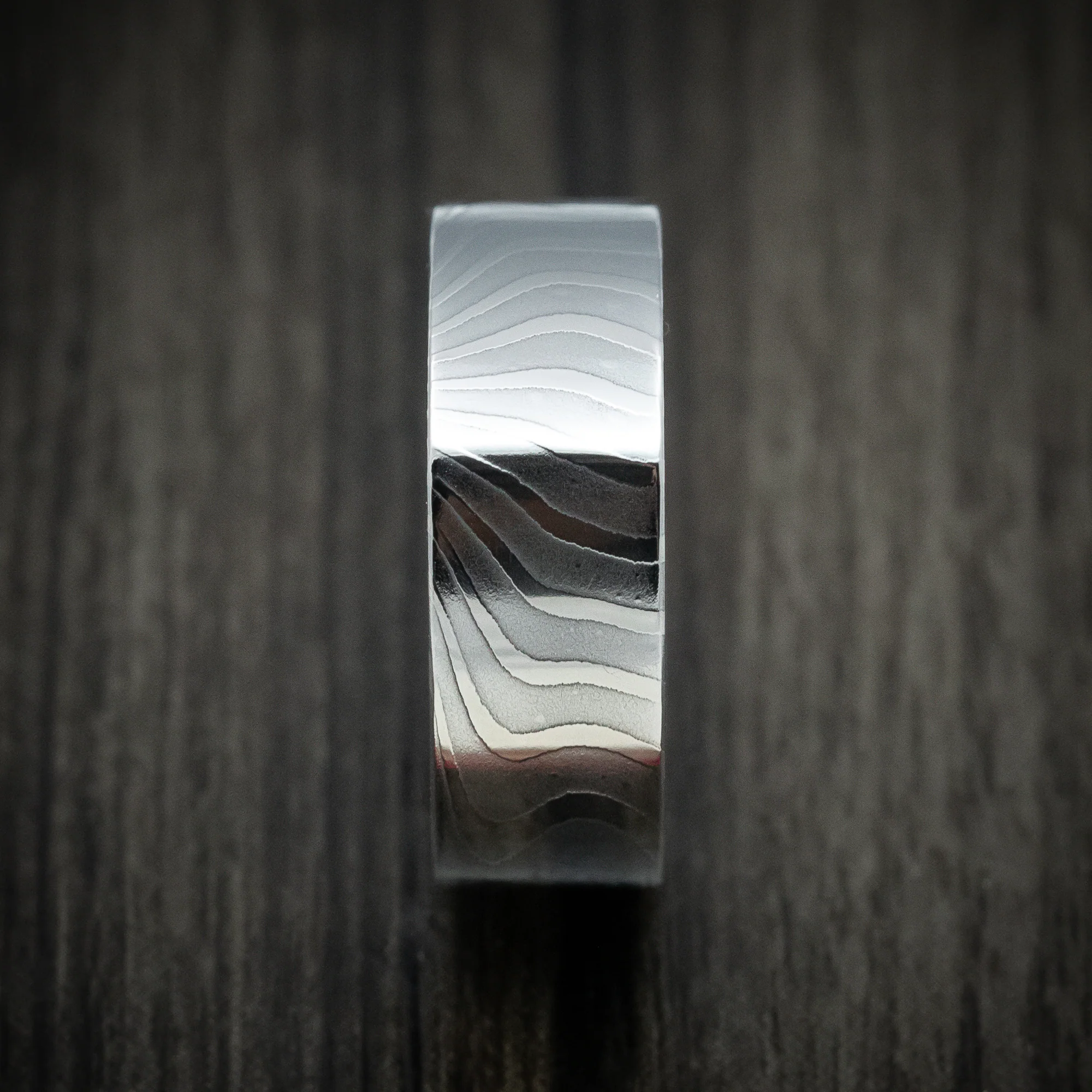 Damascus Steel Squared Men's Ring Custom Made Band - Image 3